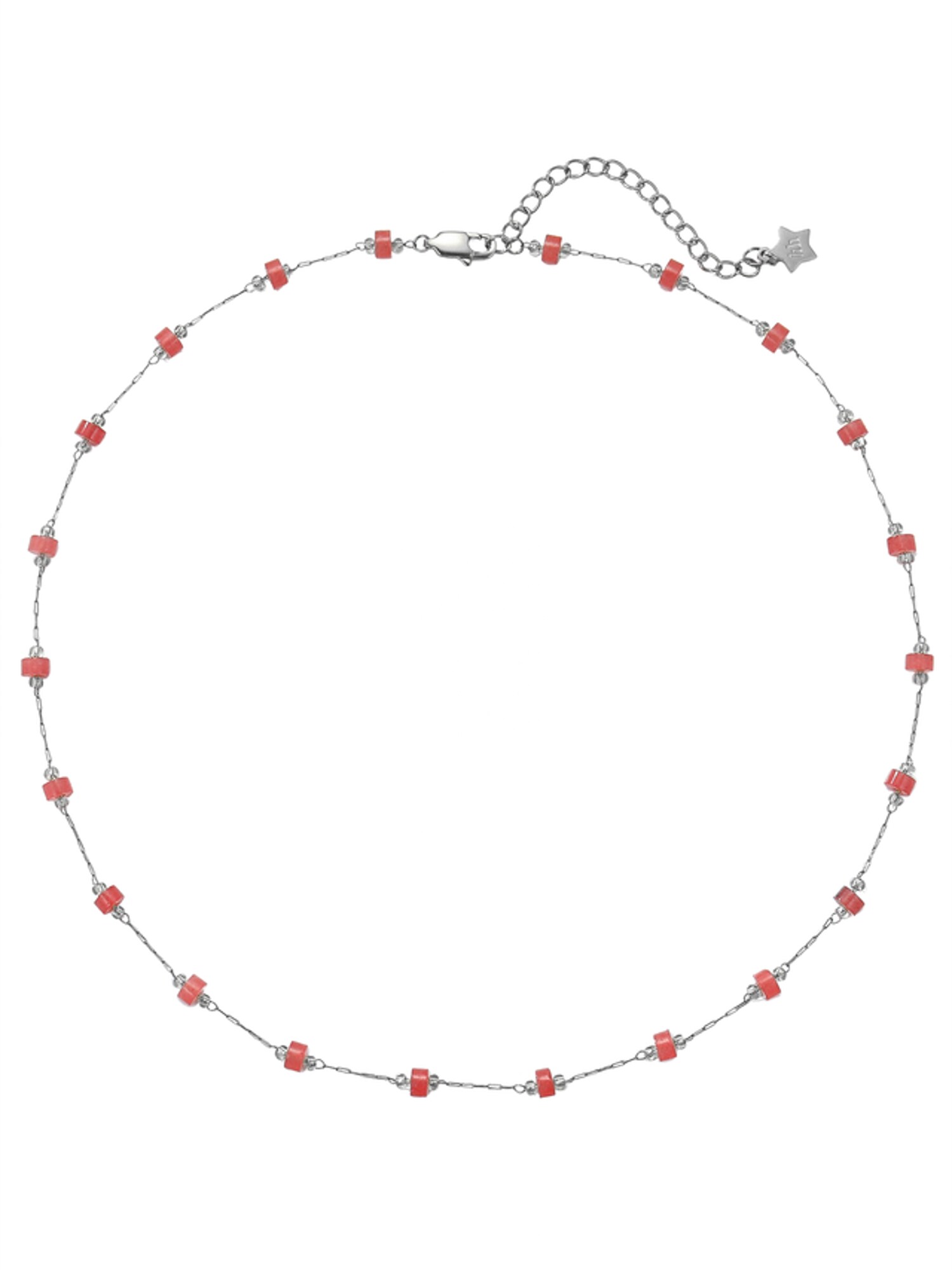 Hey Happiness Ketting 'Coral Glow' Lichtrood / Zilver