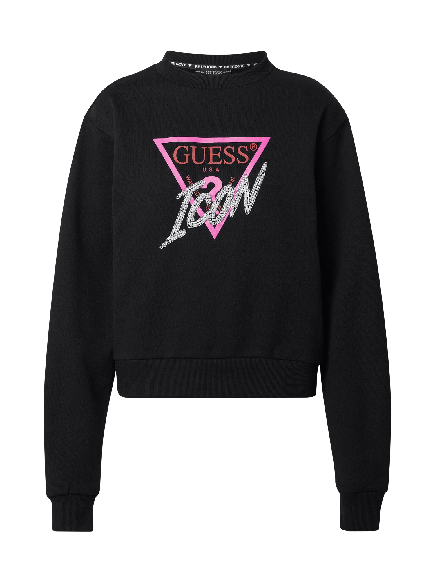 GUESS Megztinis be užsegimo  juoda / rožių spalva / raudona / sidabrinė