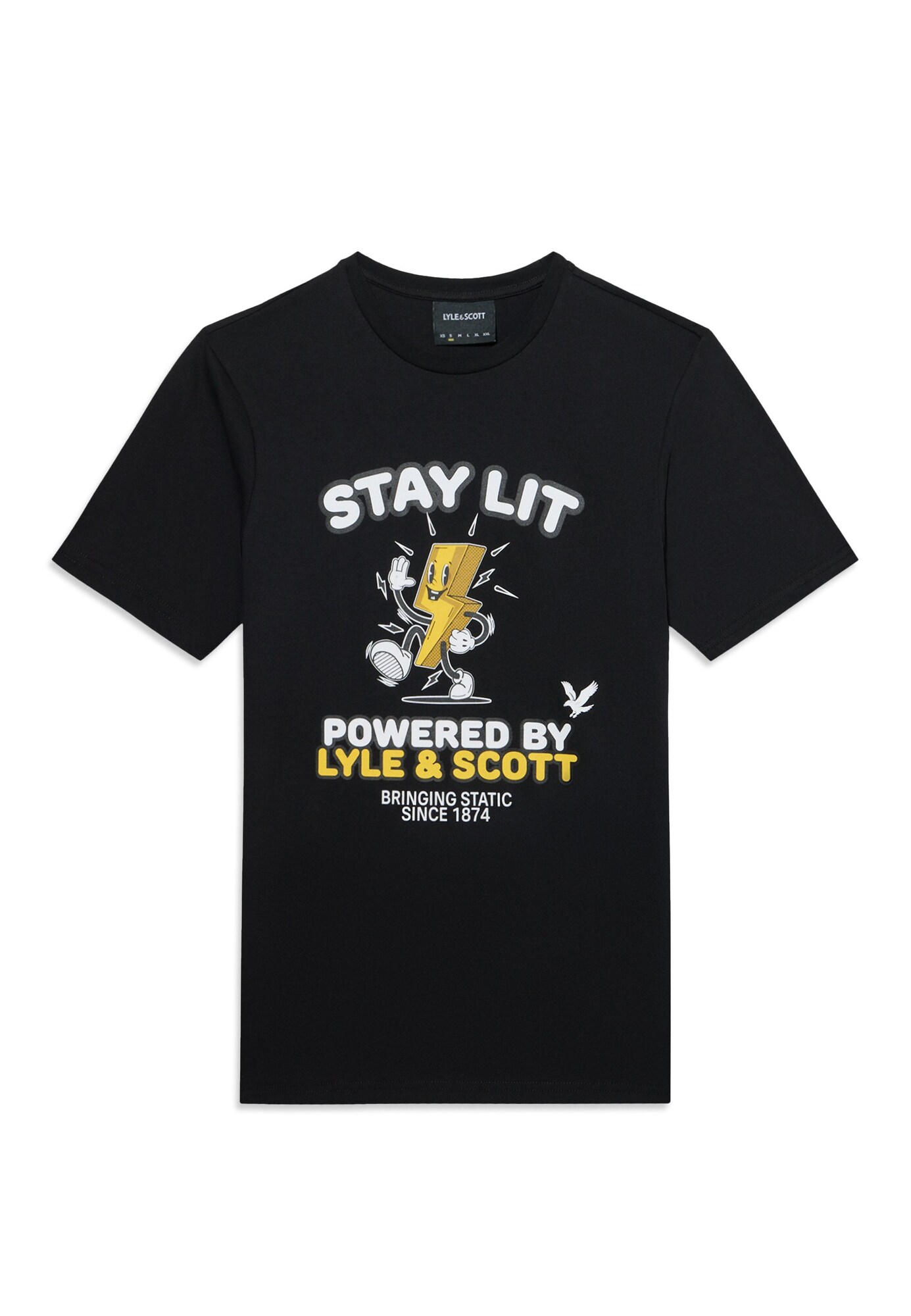 Lyle & Scott Majica 'Stay Lit' žuta / crna / bijela