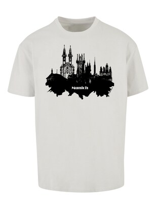 F4NT4STIC Shirt ‘Cities Collection – Munich skyline’ Lichtgrijs / Zwart