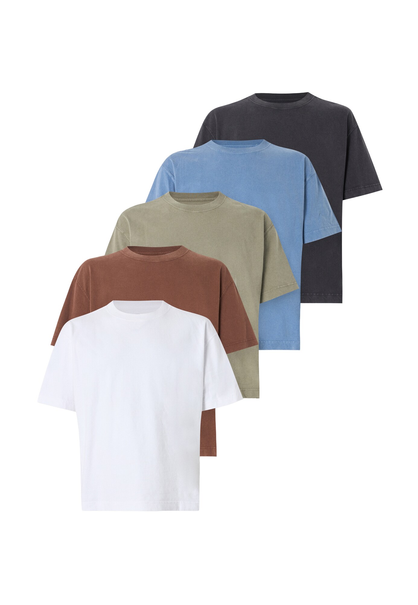 T-shirt ljusblå / brun / oliv / svart