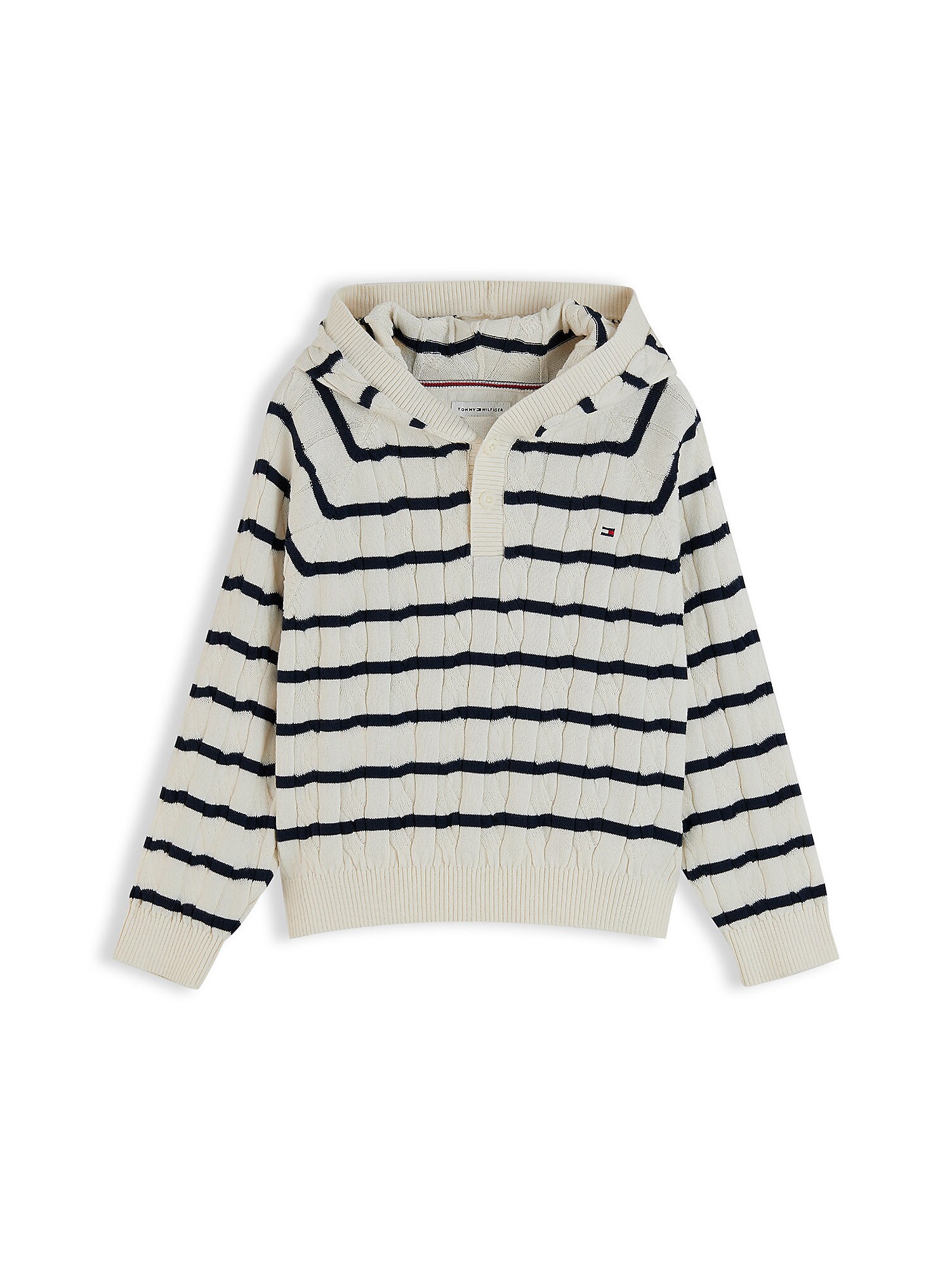 TOMMY HILFIGER Pulover bleumarin / alb natural