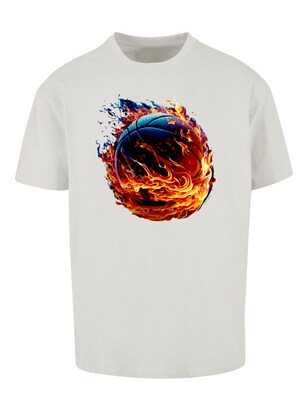 F4NT4STIC Shirt ‘Basketball Sports Collection On FIRE’ Blauw / Geel / Grijs / Oranje / Zwart