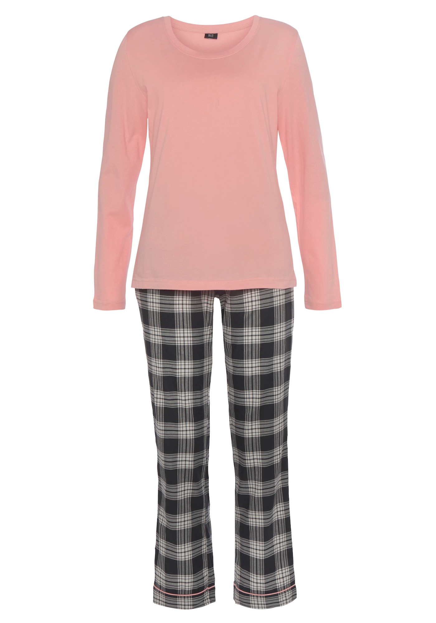 H.I.S Pijama  gri metalic / roz / alb murdar