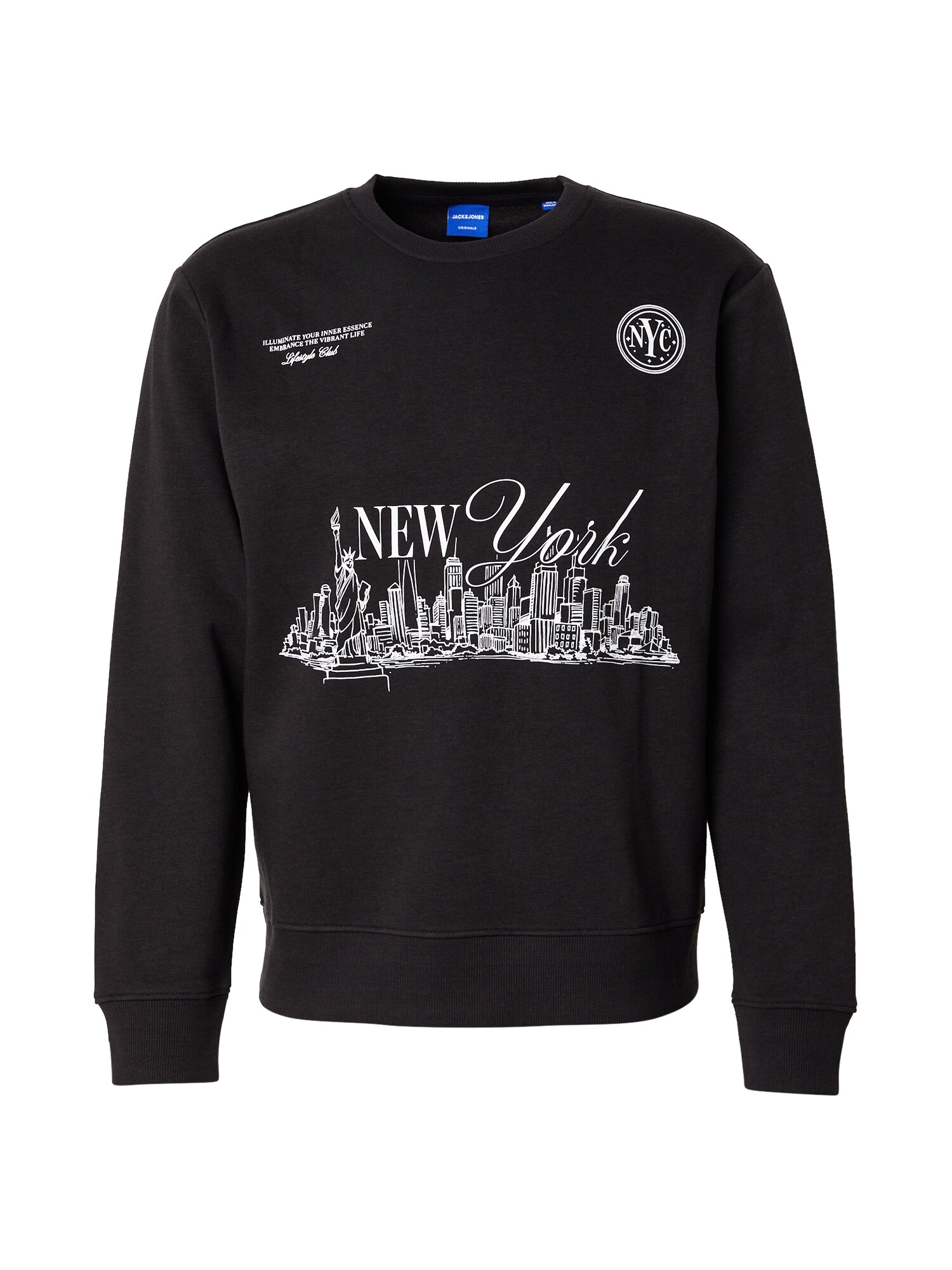 JACK & JONES Bluză de molton JOREDITORIAL  negru / alb