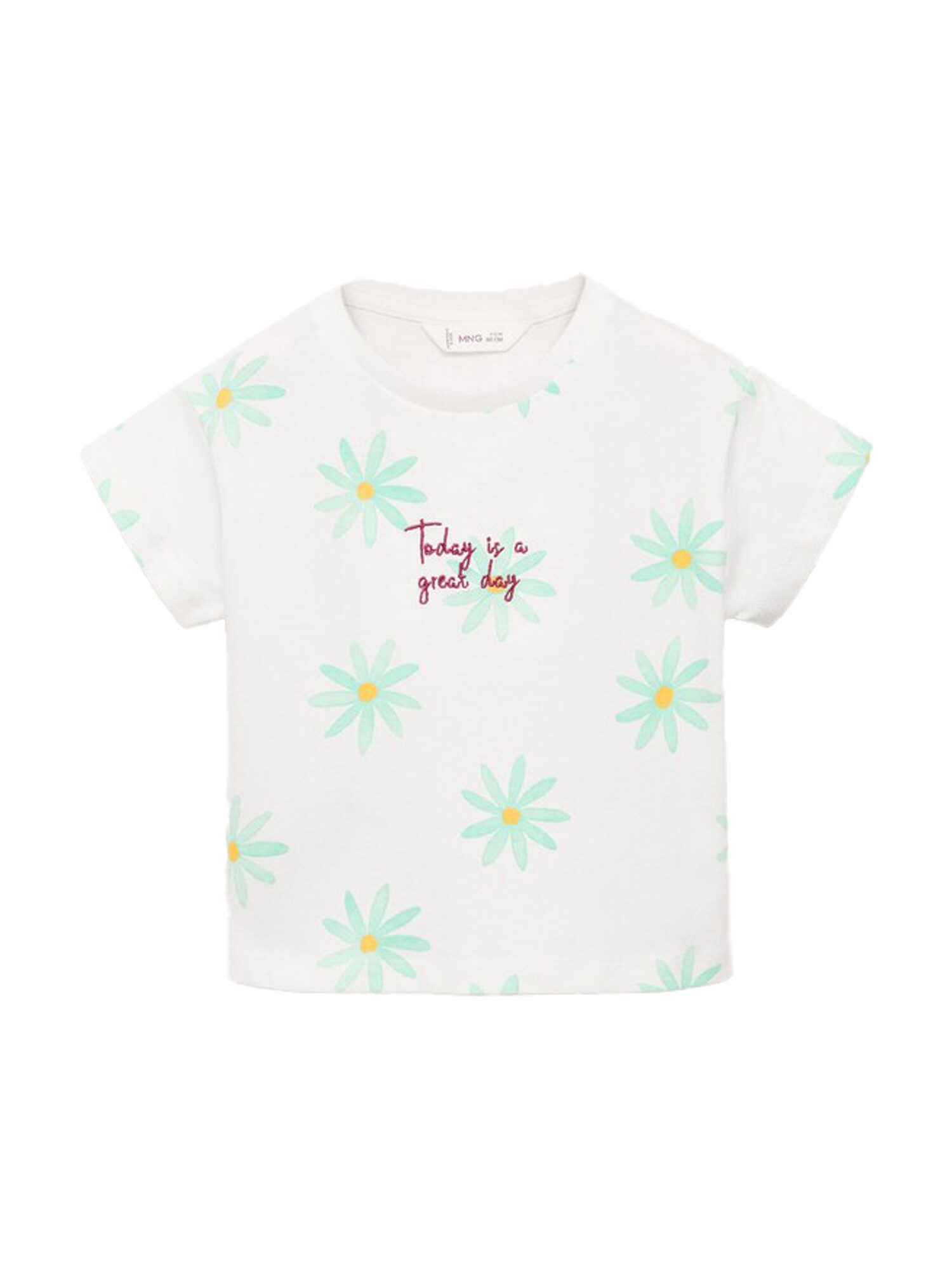 MANGO KIDS Póló 'TODAY'  türkiz / sárga / magenta / fehér akciós termékkép 1