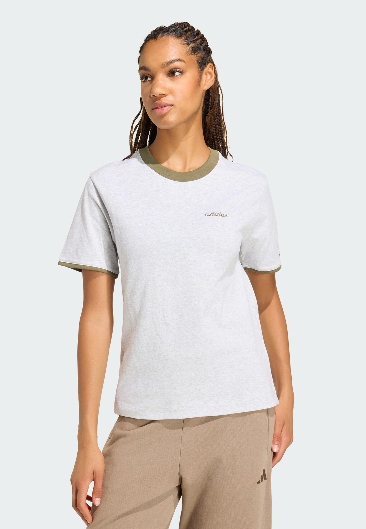 ADIDAS SPORTSWEAR Camiseta funcional 'Seasonal Essentials Colorpop'  gris moteado / oliva – imagen 4