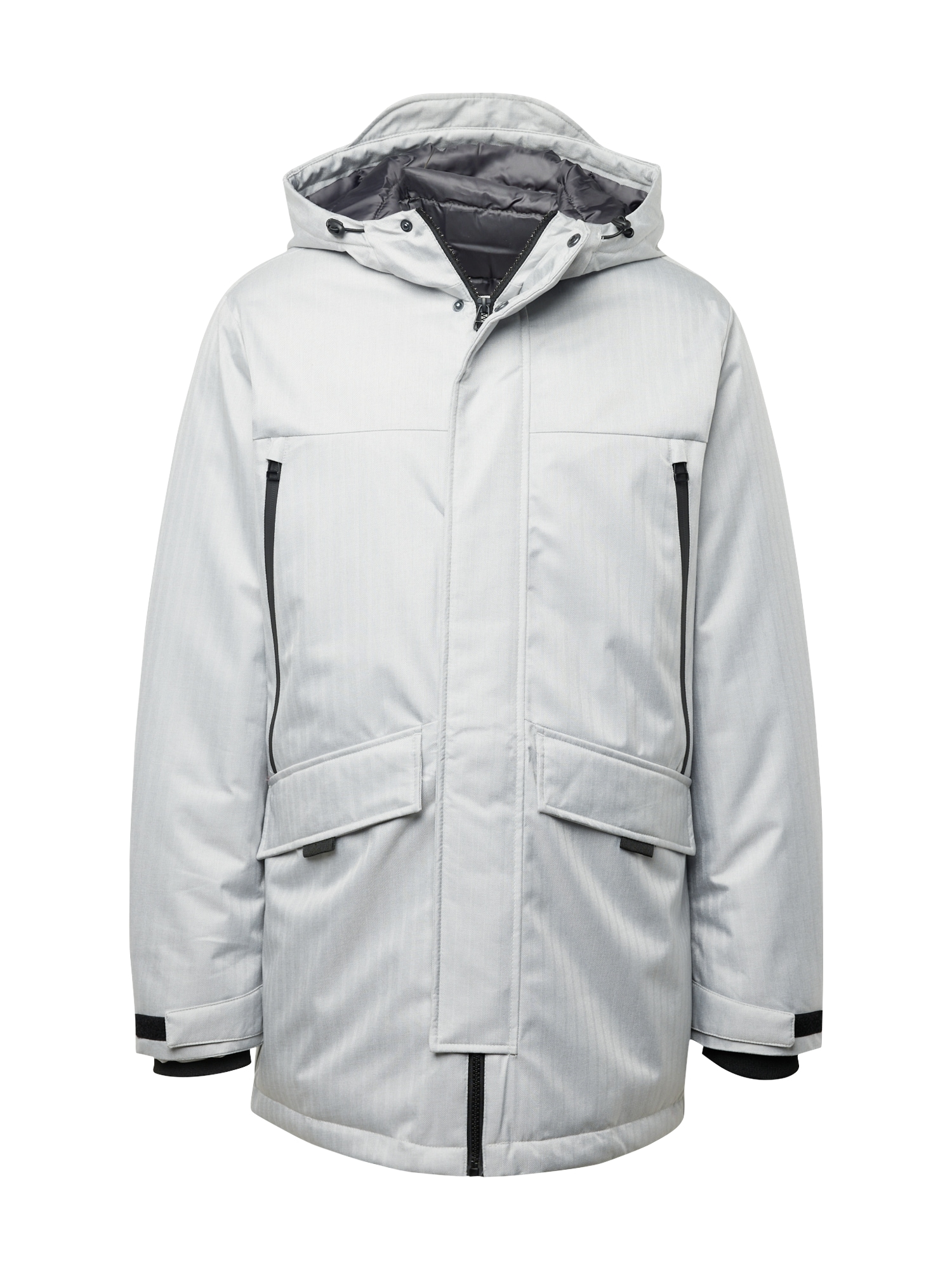 JACK & JONES Zimná parka 'JCOBlack'  svetlosivá / čierna