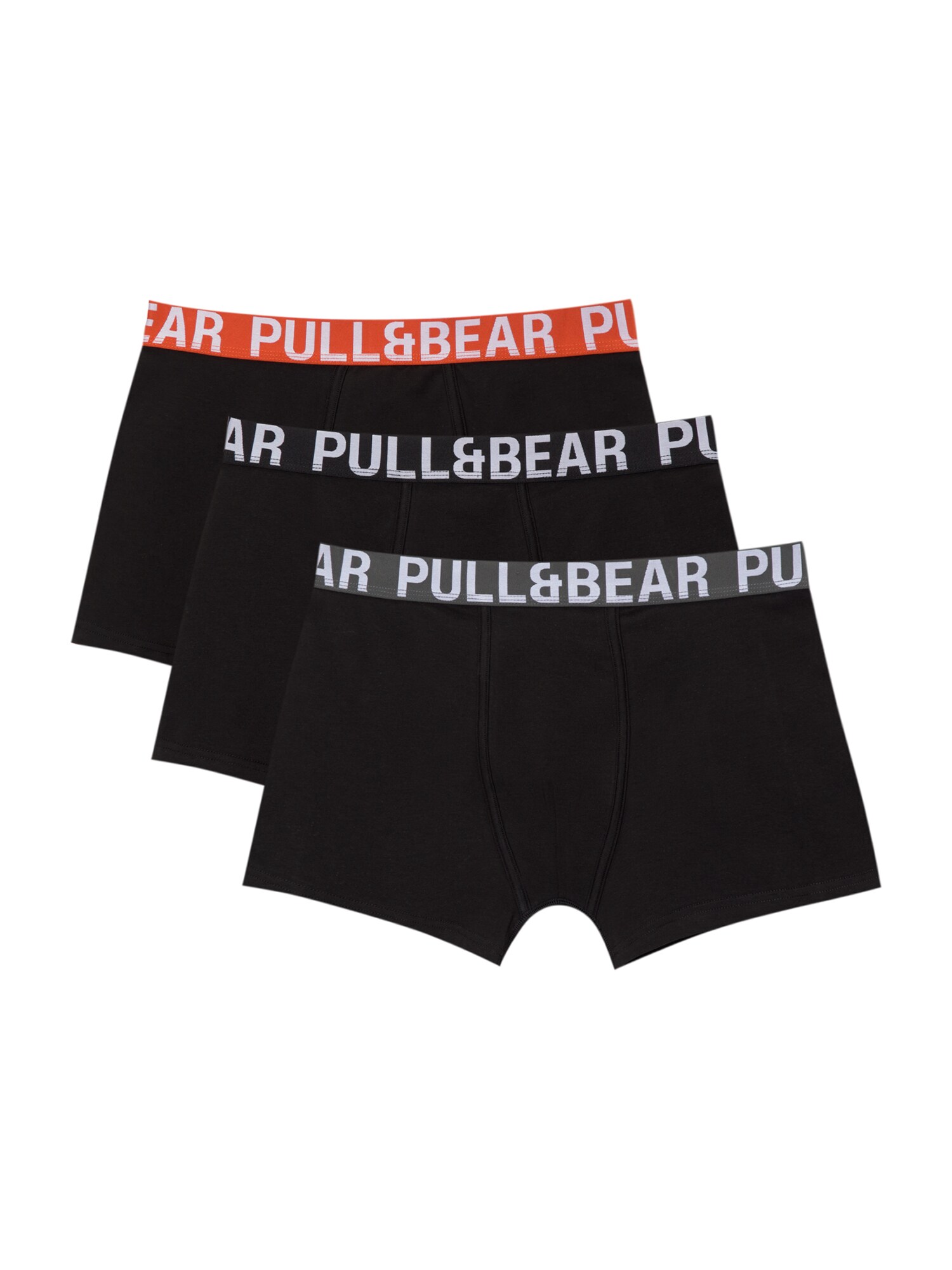 Pull&Bear Boxerky  antracitová / svetlosivá / oranžovo červená / čierna