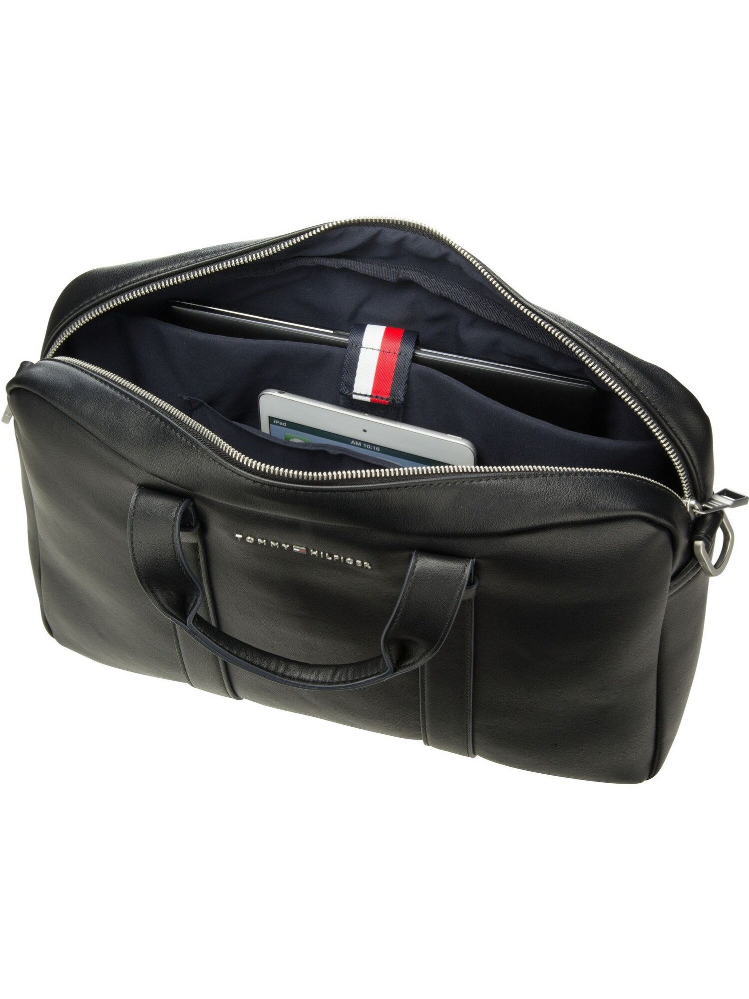 TOMMY HILFIGER Taška na notebook  čierna / strieborná (obrázok 3)