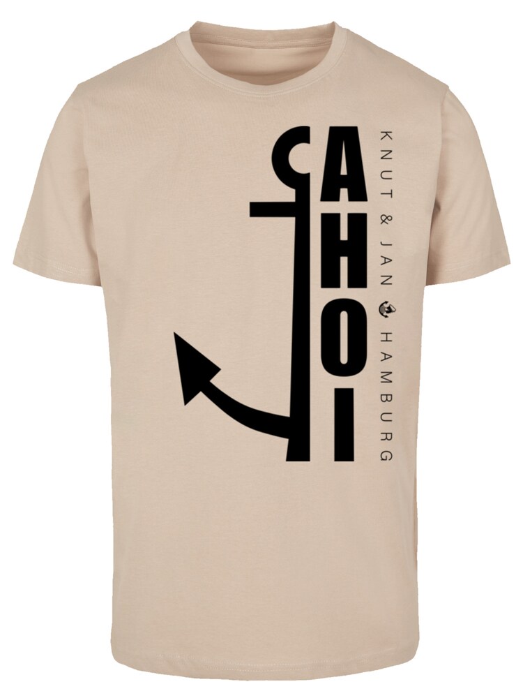 F4NT4STIC T-Shirt 'Ahoi Anker Crop Knut & Jan Hamburg' Herren Größe S sand / schwarz
