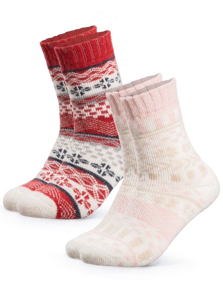 Occulto Socken 'Merino Wollsocken Lumi' Damen Größe 35/38 creme / rosa / rot