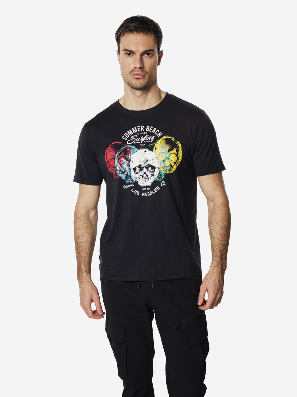 T-shirt indigo / gul / röd