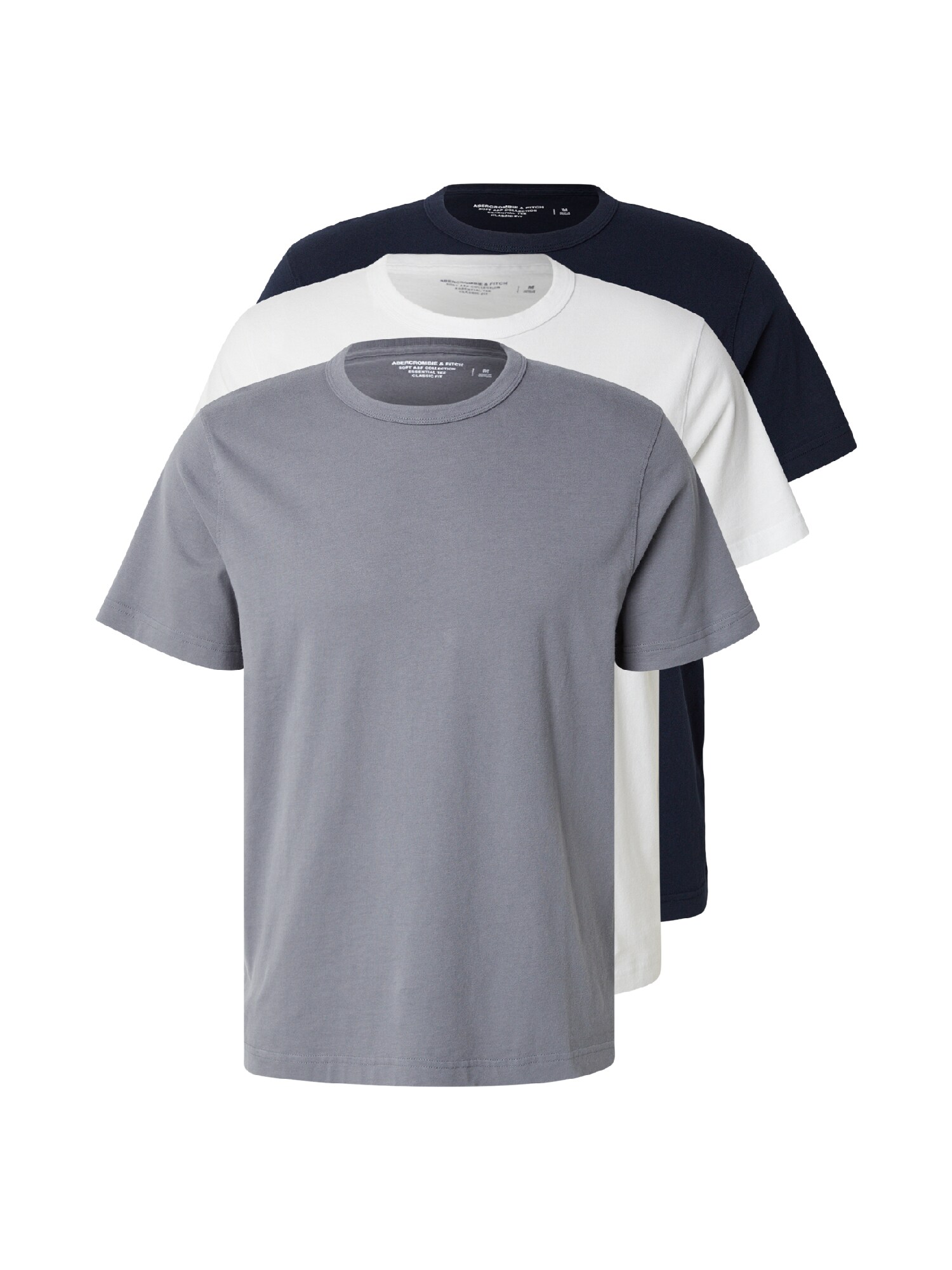 Abercrombie & Fitch Tričko 'CLASSIC ESSENTIAL'  námornícka modrá / tmavosivá / biela