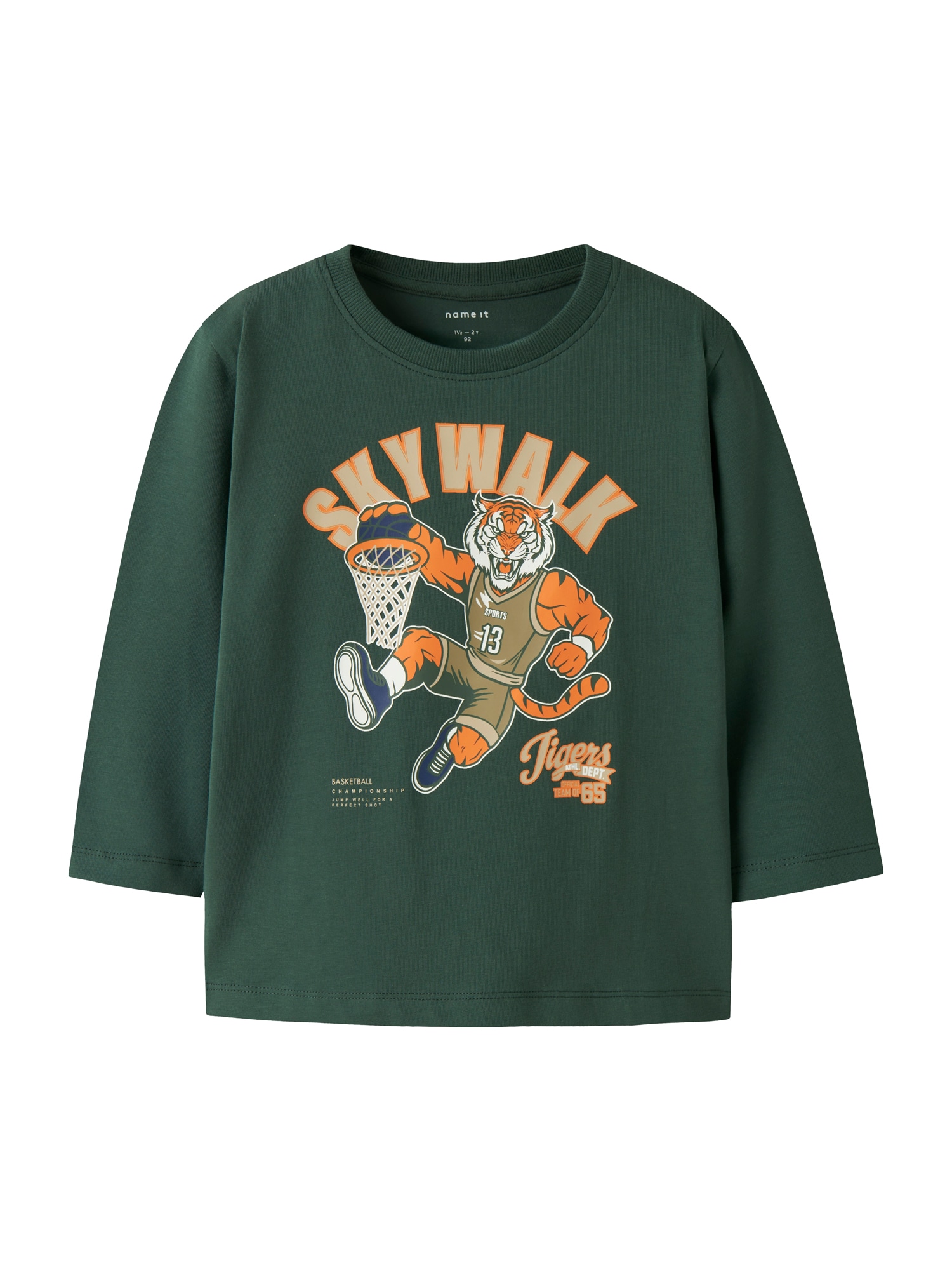 NAME IT Tricou NMMLINCOM  verde închis / portocaliu / alb