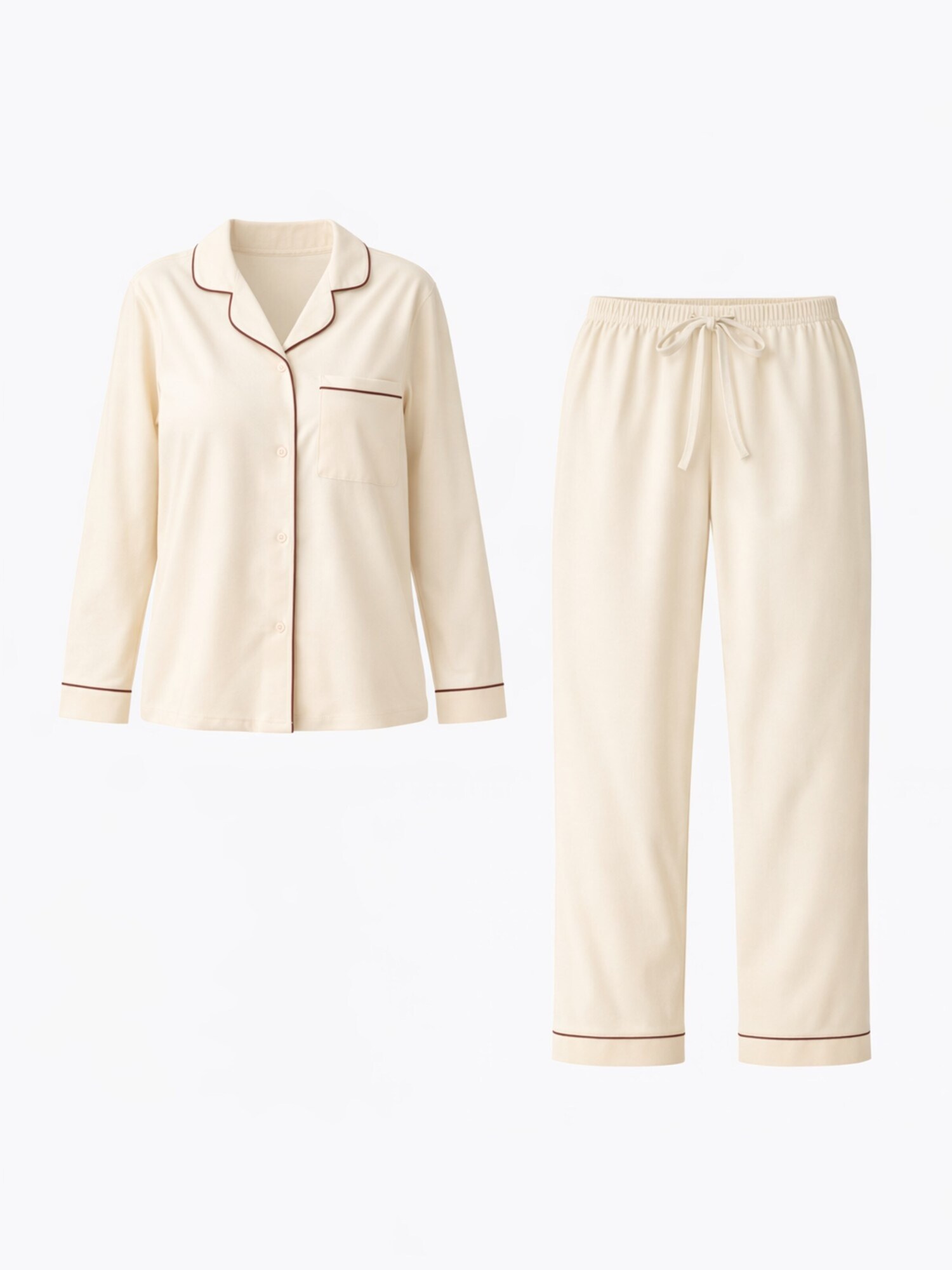 LEAFLETIC Pijama 'Leafletic Women’s Nightwear Long set'  crema