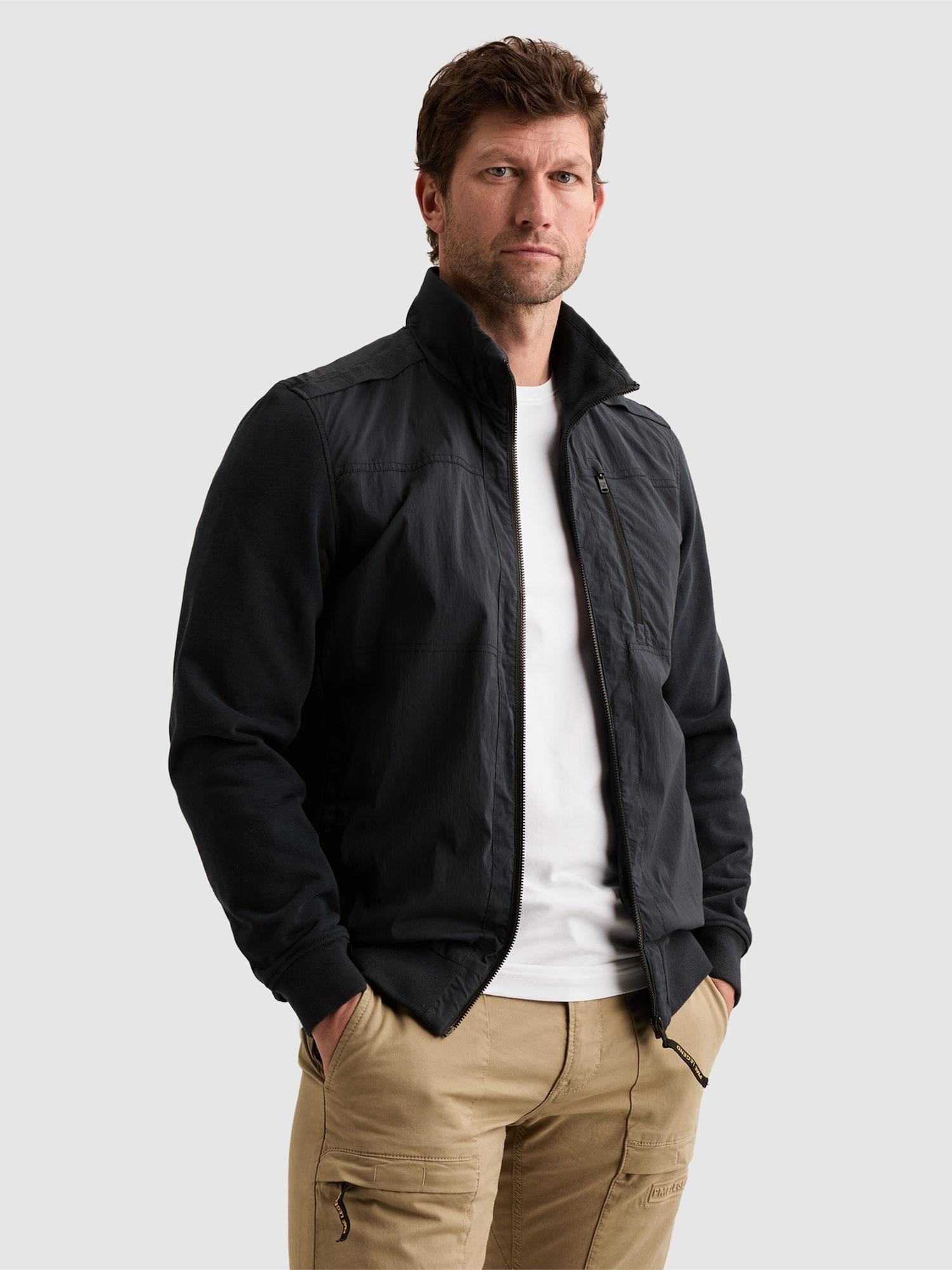 PME Legend Chaqueta de entretiempo 'Hybrid jacket with zipper closure and side pockets' azul oscuro