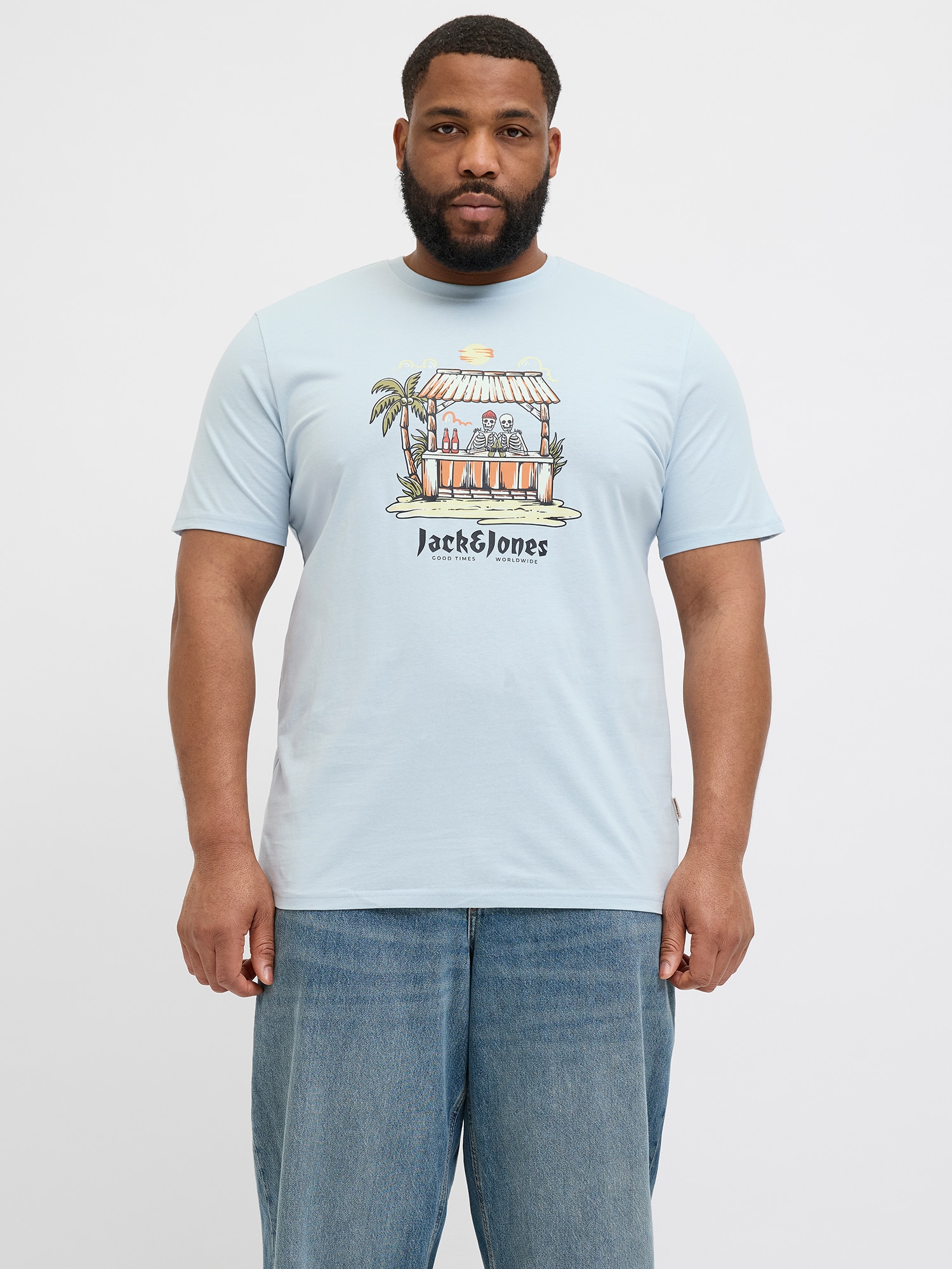 Jack & Jones Plus Póló 'JORSKULL COAST'  világoskék / olíva / sárgabarack / fehér termék 2. képe