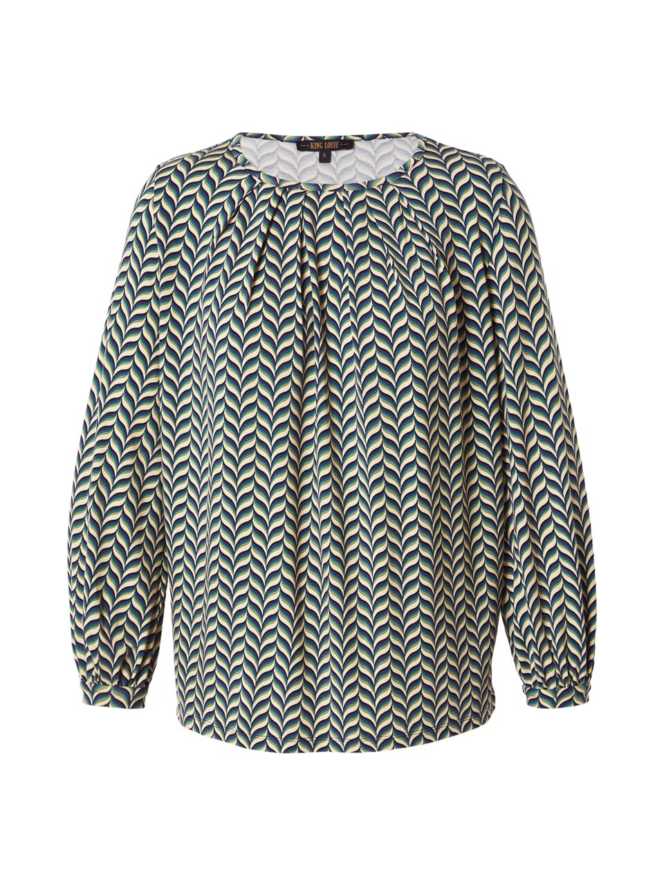 T-shirt 'Laura' ljusbeige / azur / oliv