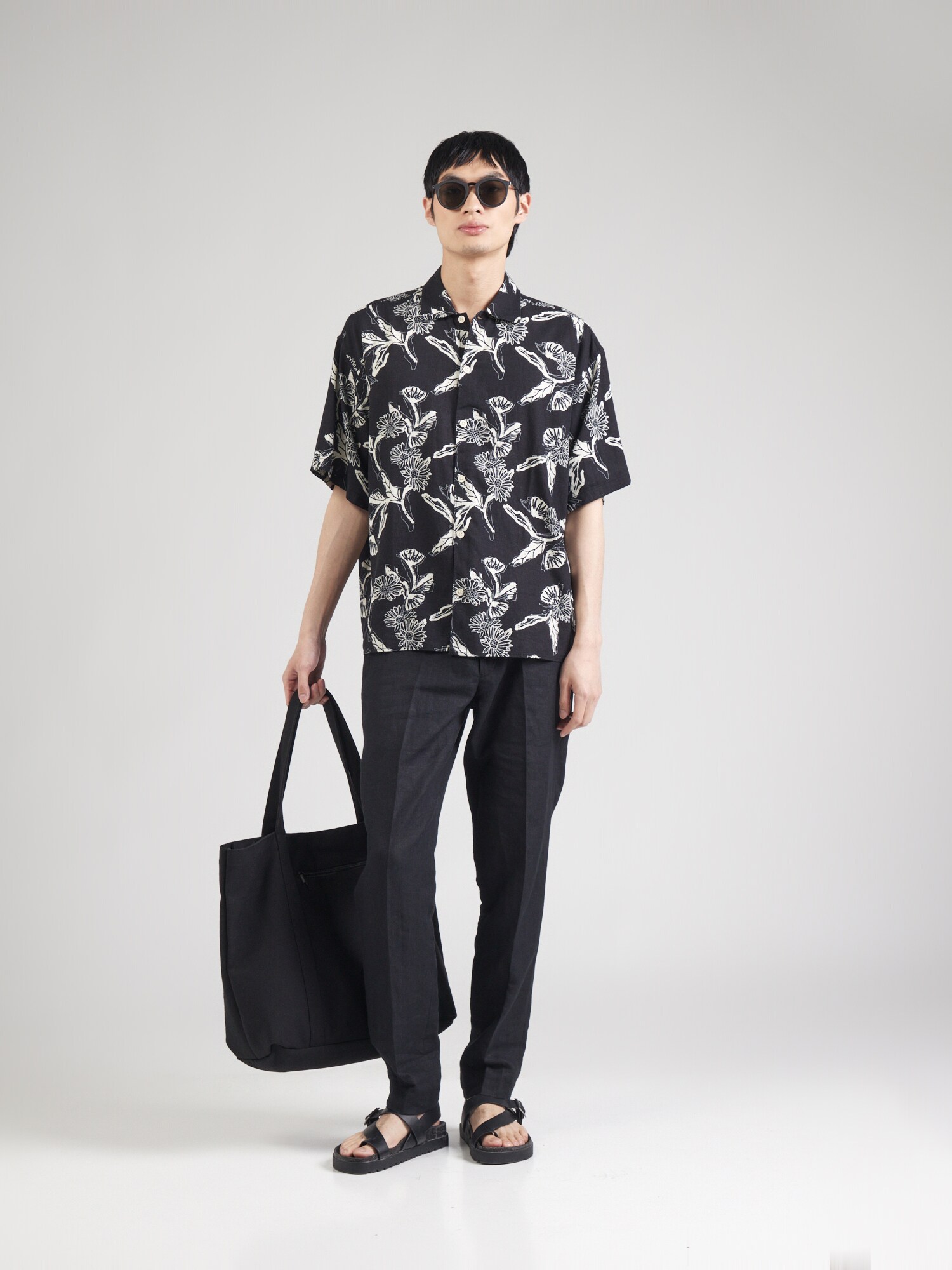 JACK & JONES Košeľa 'JORPAROS' čierna / biela (obrázok 4)
