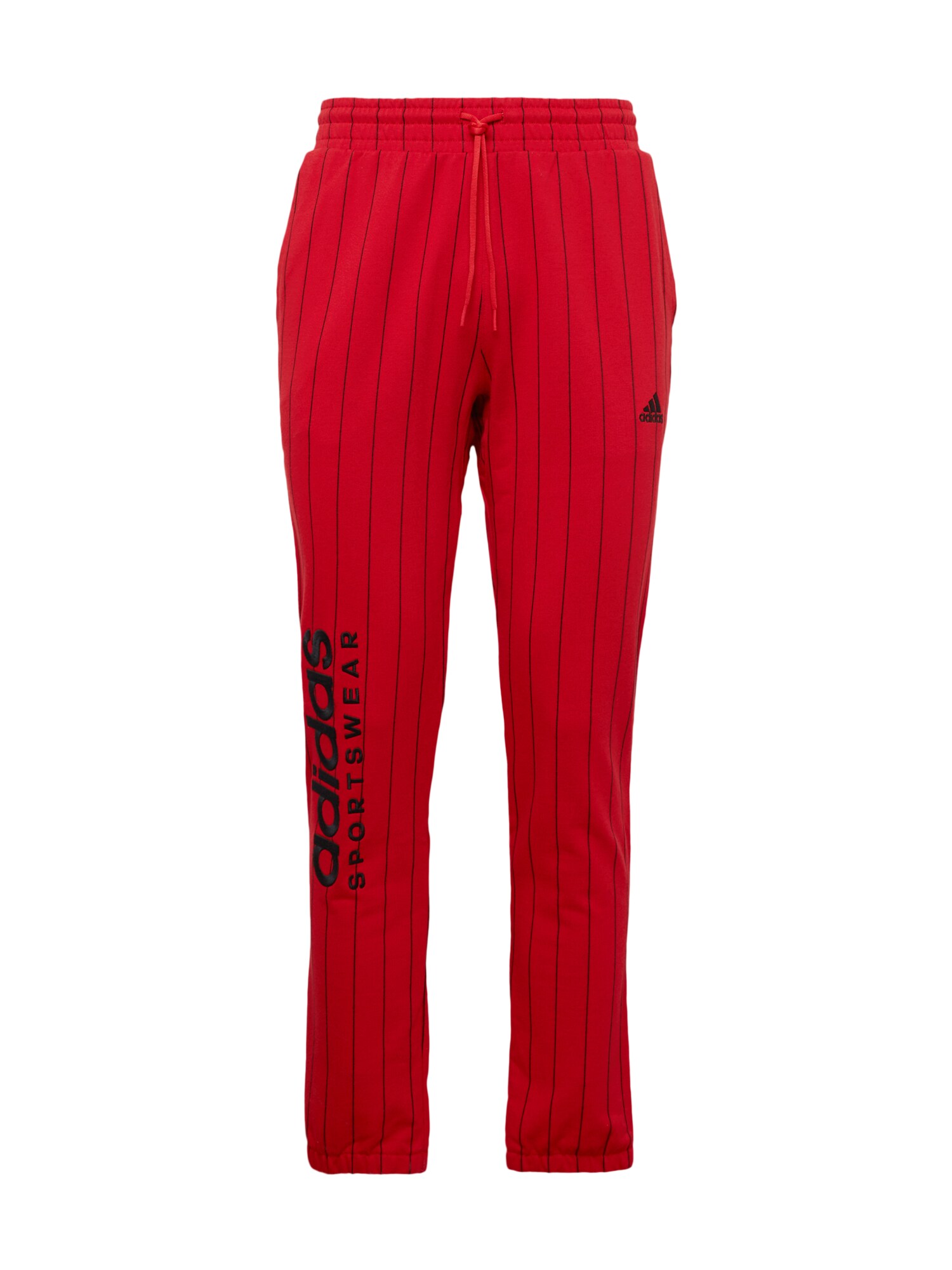 ADIDAS SPORTSWEAR Športne hlače 'Pinstripe Fleece'  rdeča / črna