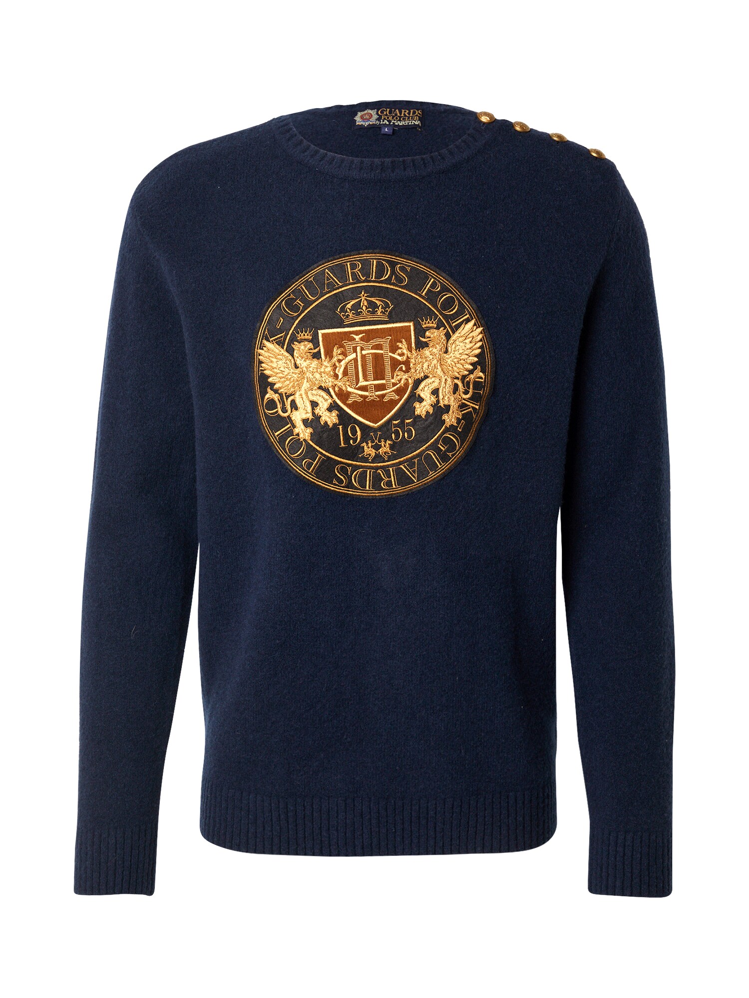 La Martina Pulover  bleumarin / maro / galben auriu