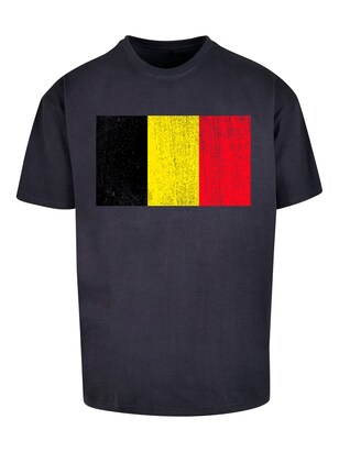 F4NT4STIC Shirt ‘Belgium Belgien Flagge’ Blauw / Geel / Rood / Zwart