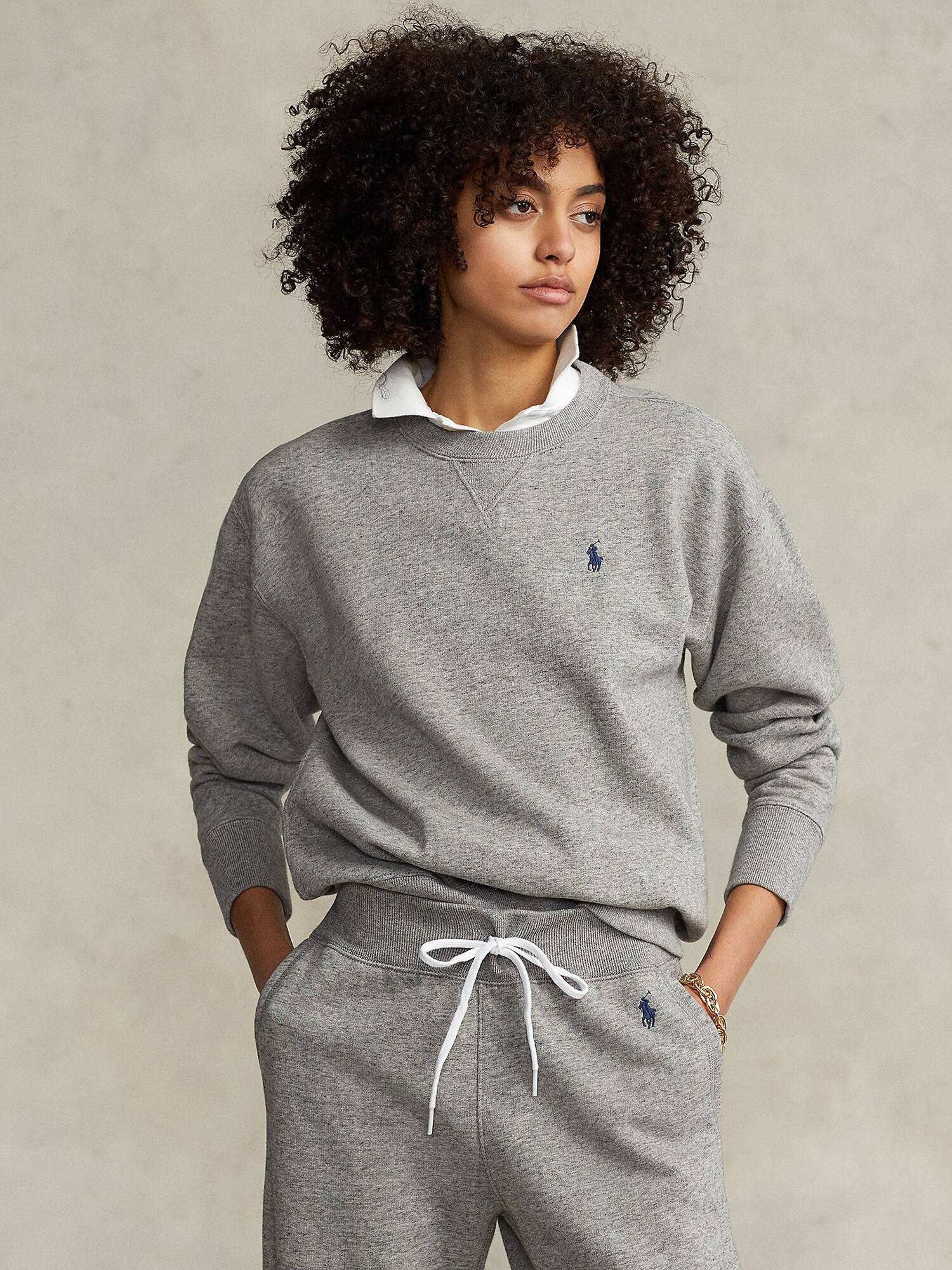 Polo Ralph Lauren Tréning póló 'LS PO-LONG SLEEVE-KNIT'  szürke termék 2. képe