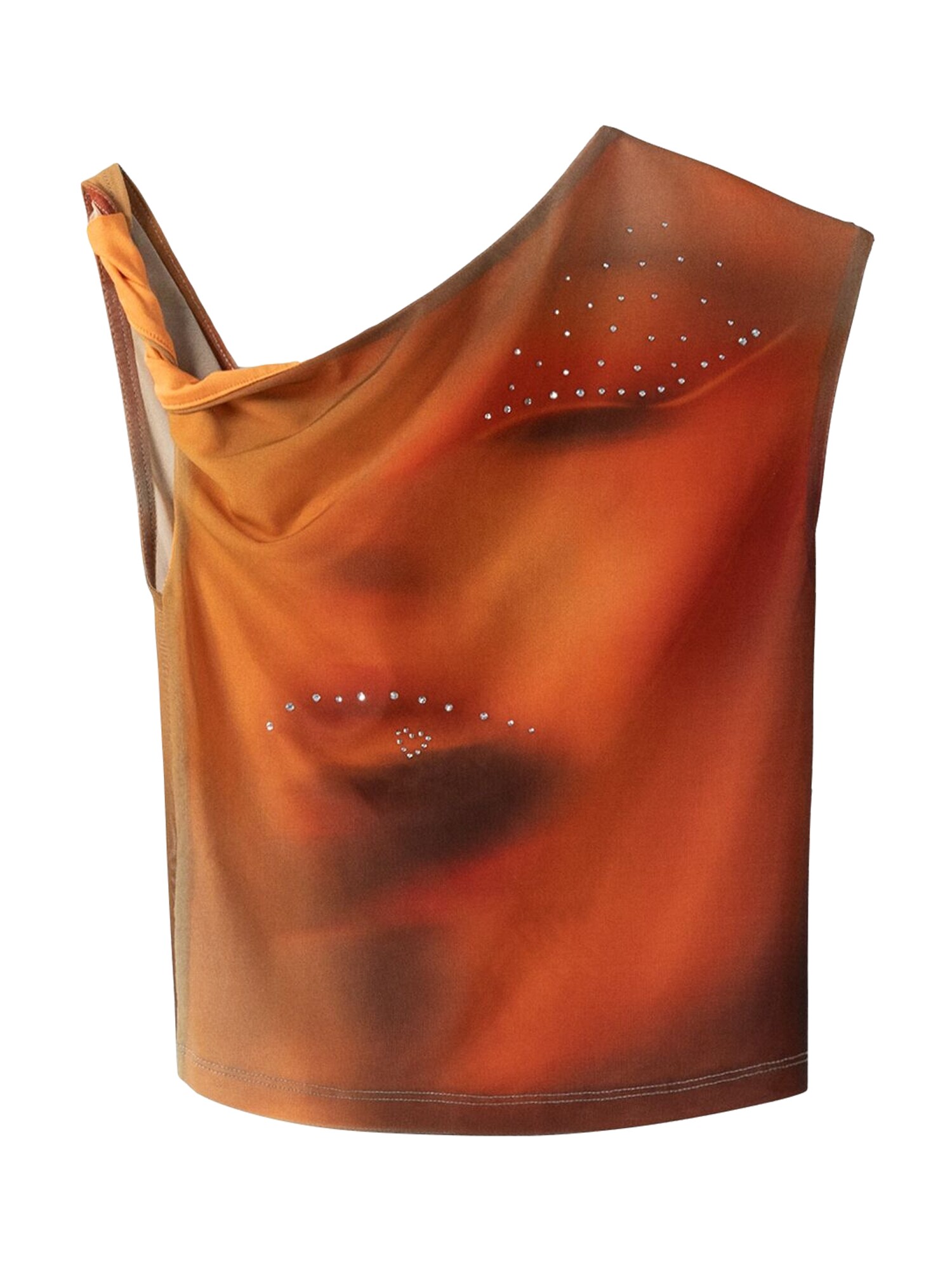 Bershka Top  hnedá / oranžová / tmavooranžová / priehľadná