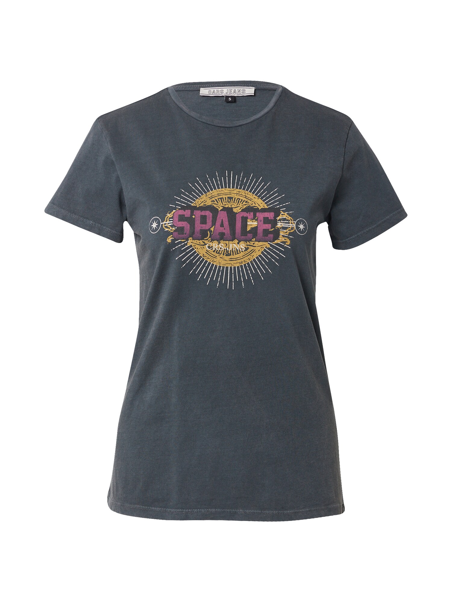 Cars Jeans Marškinėliai 'Spacey'  tamsiai pilka / aukso geltonumo spalva / tamsiai violetinė / balta