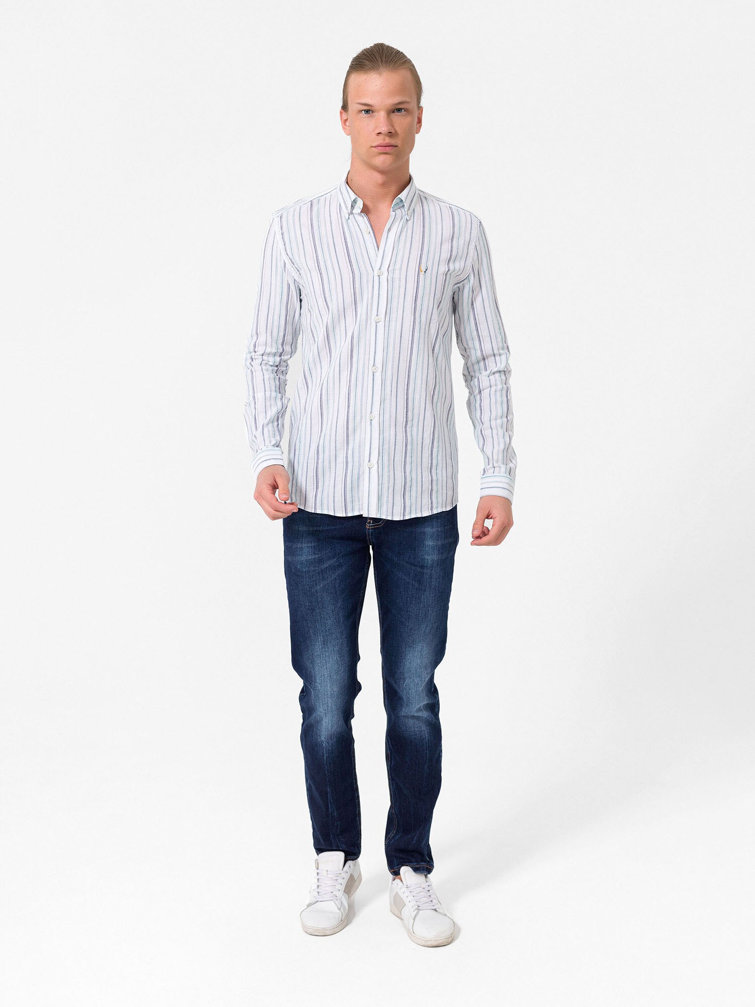 By Diess Collection Košeľa modrá / biela (obrázok 4)