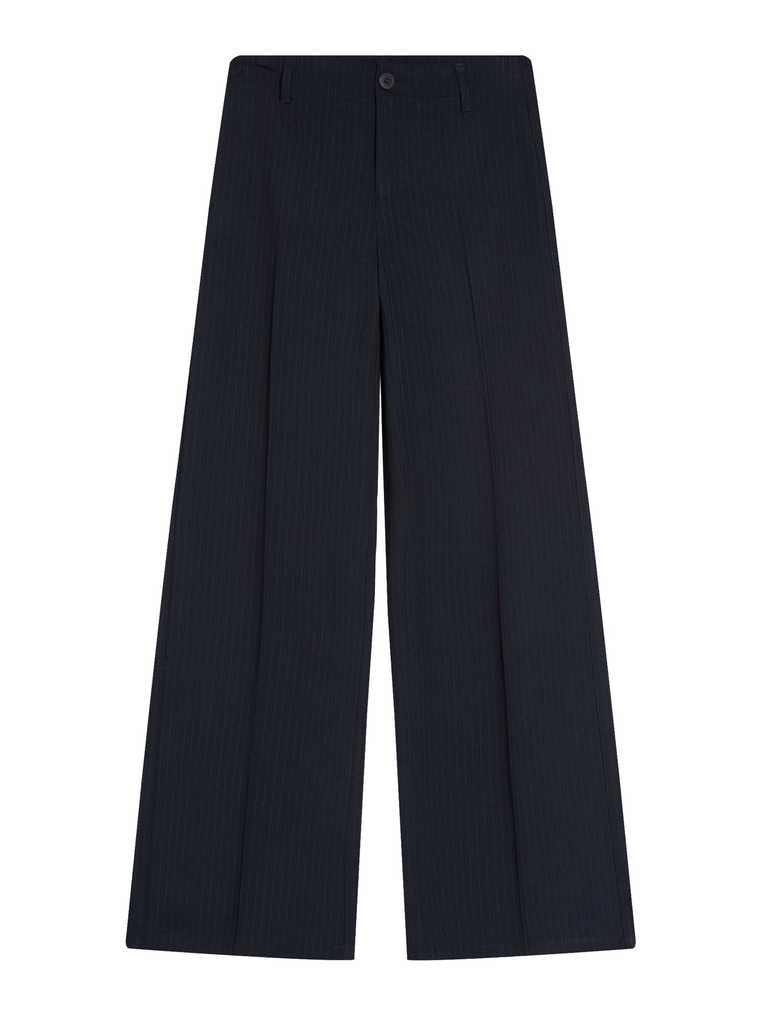 Bershka Pantaloni cu dungă  bleumarin / gri deschis