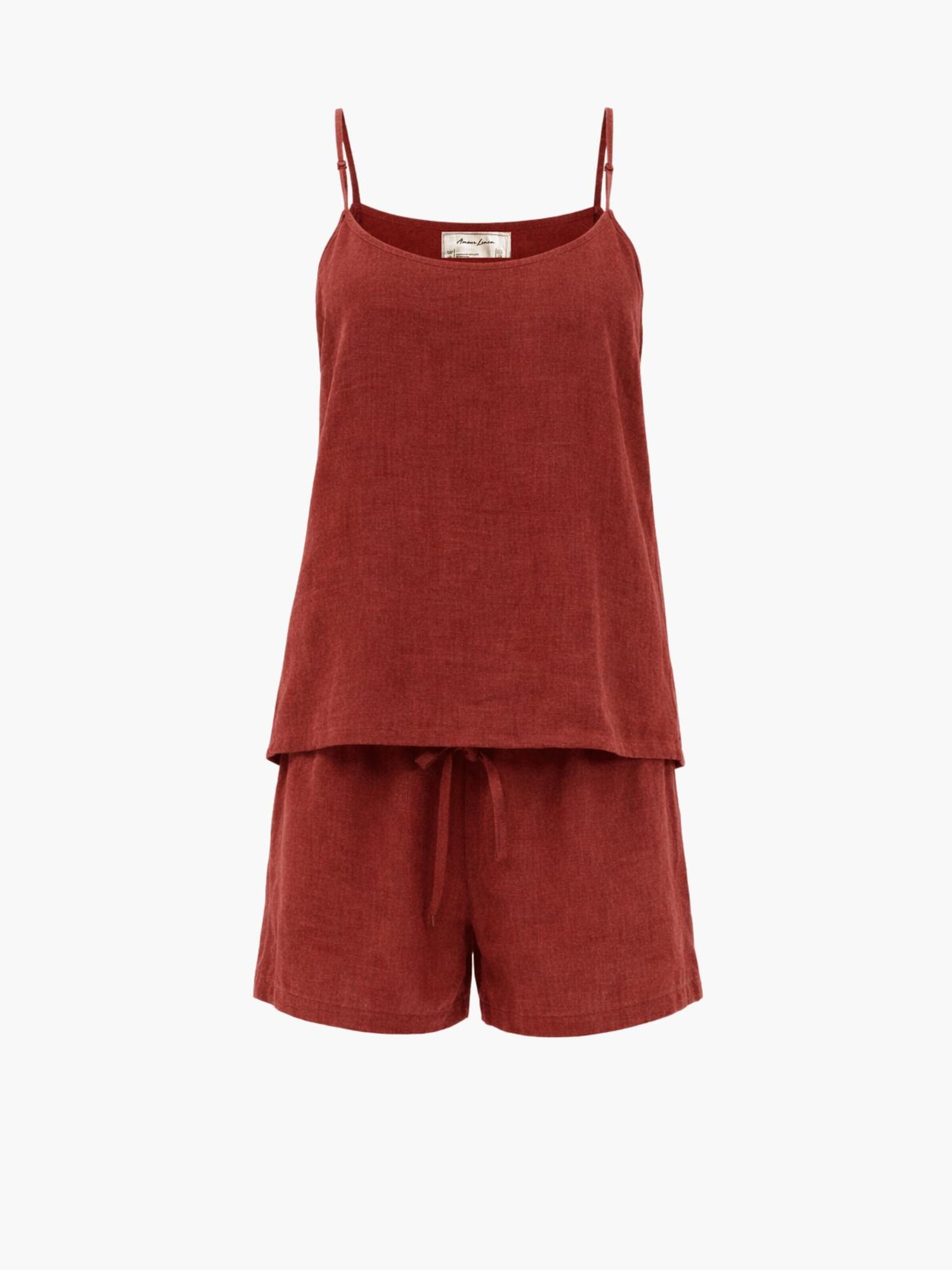 AmourLinen Pijama 'Night Owl'  marrón rojizo