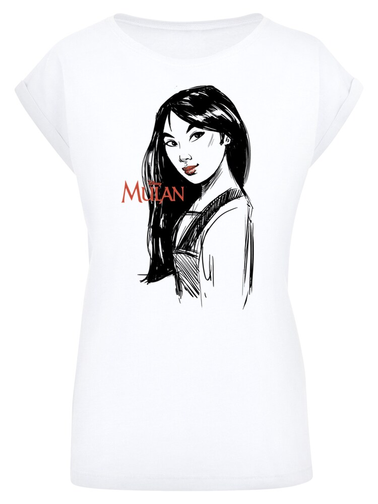 F4NT4STIC T-Shirt 'Mulan Sketch' Damen Größe XL knallrot / schwarz / weiß
