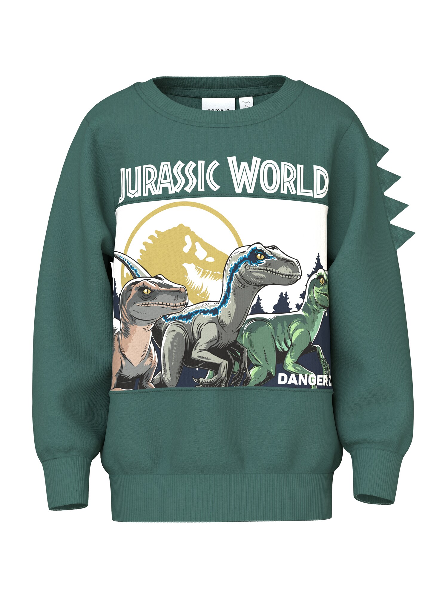 NAME IT Bluză de molton NMMOSWALD JURASSIC  galben / gri / verde smarald / alb