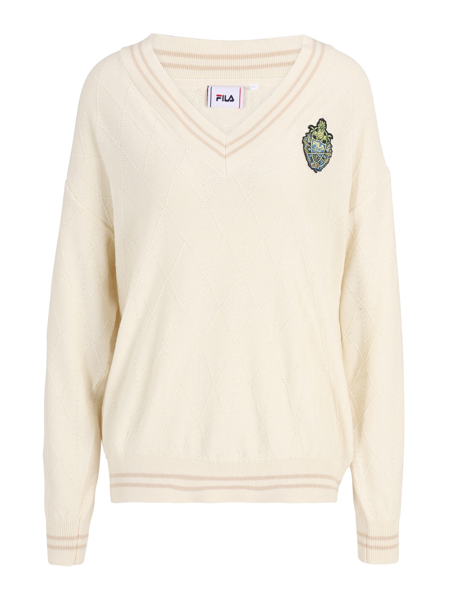 FILA Pulover  pesek / modra / črna / volneno bela
