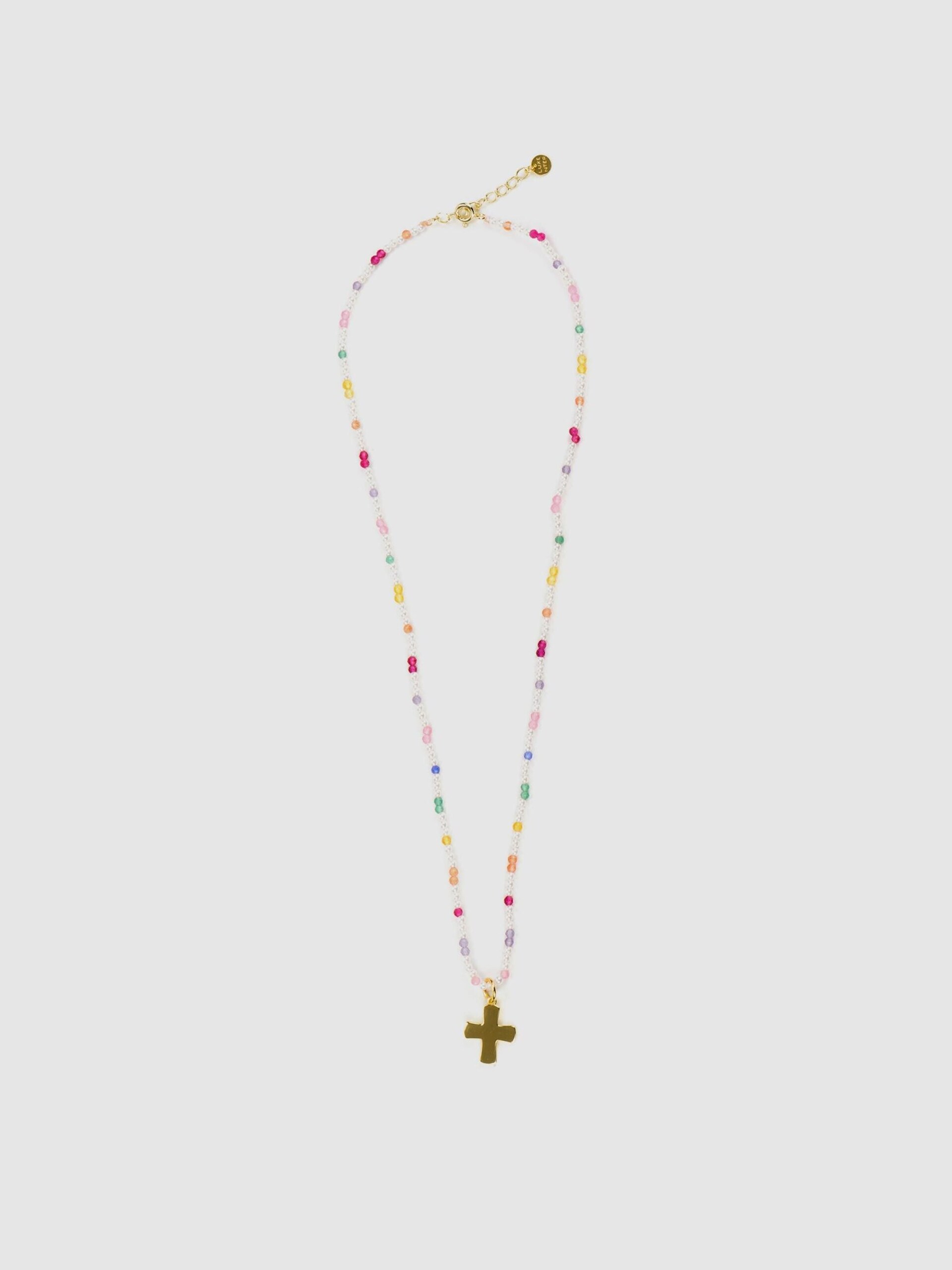 Luxenter Muince Airgid Steirling 925 agus Síorchiorclaile Il-dathach le bailchríoch óir bhuí 18k Cros halsband dam – bild 2
