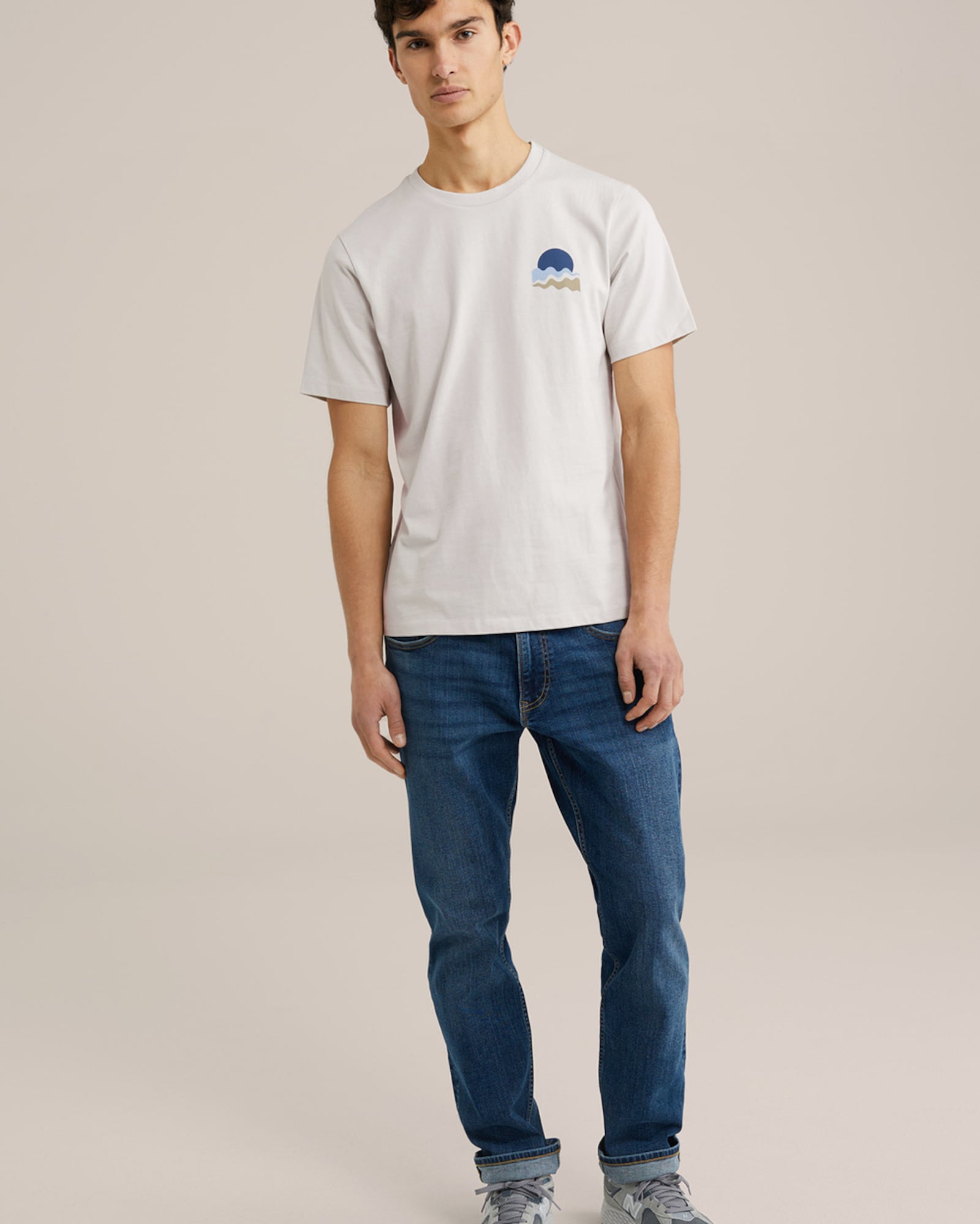 WE Fashion Póló  bézs / kék / pasztellkék / fehér termék 2. képe