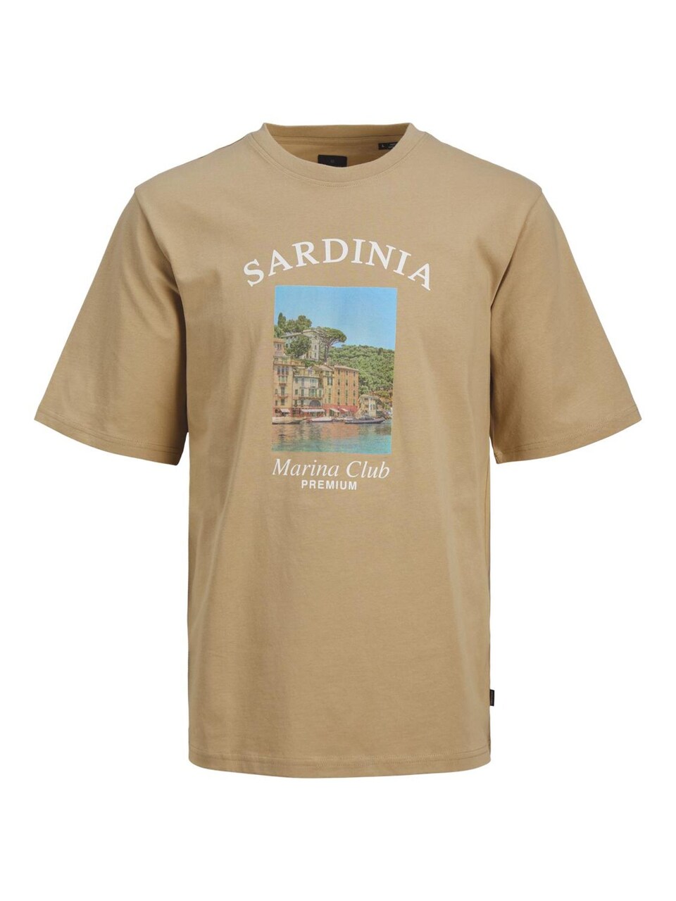 T-shirt 'Ocean Club' mörkbeige / ljusblå