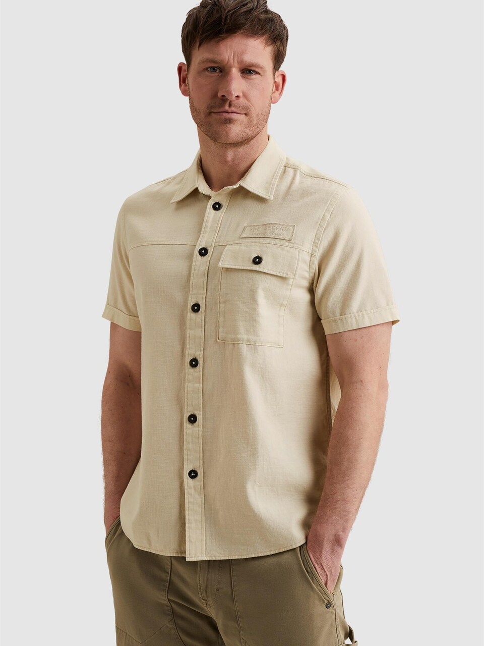 Skjorta 'Shirt in slub cotton with short sleeves'