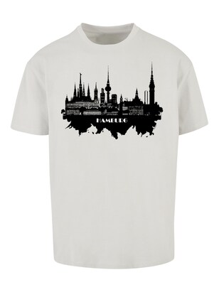 F4NT4STIC Shirt ‘Cities Collection – Hamburg skyline’ Lichtgrijs / Zwart