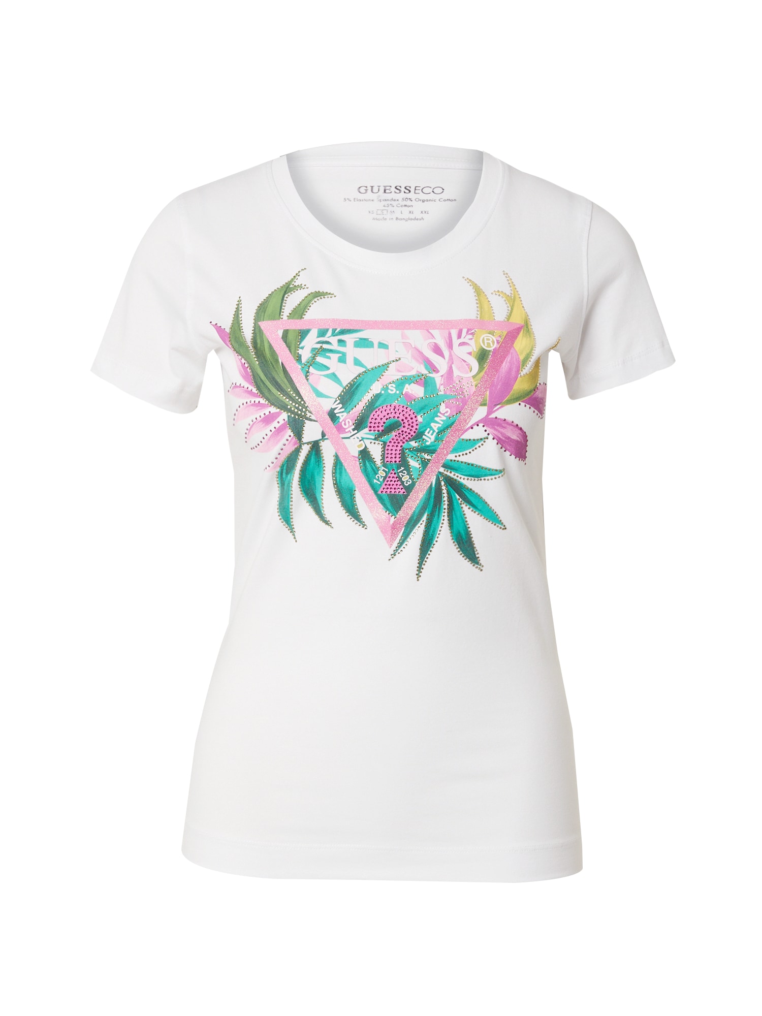 GUESS Tricou  verde / oliv / mov orhidee / alb