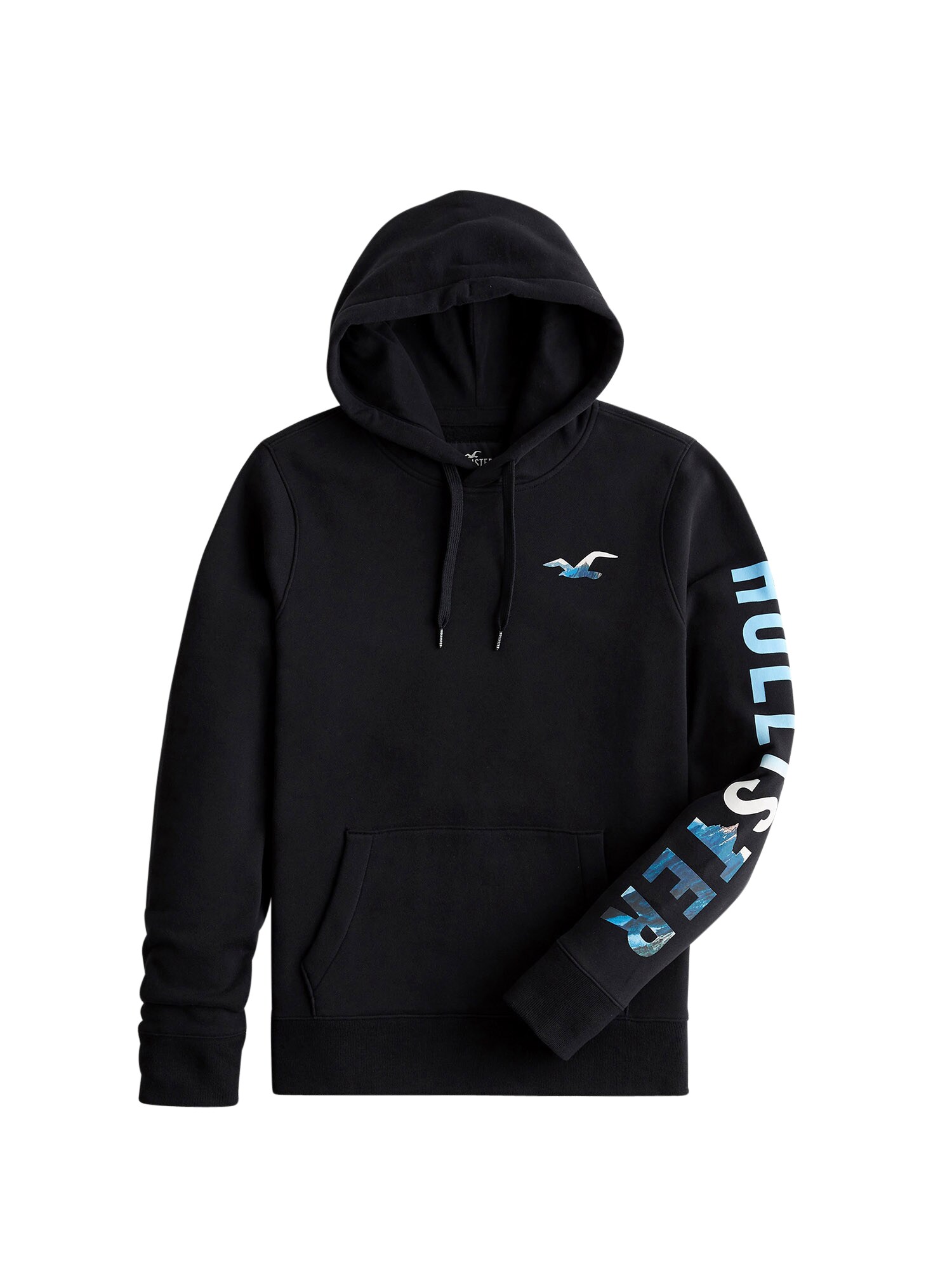 HOLLISTER Megztinis be užsegimo  juoda / šviesiai mėlyna