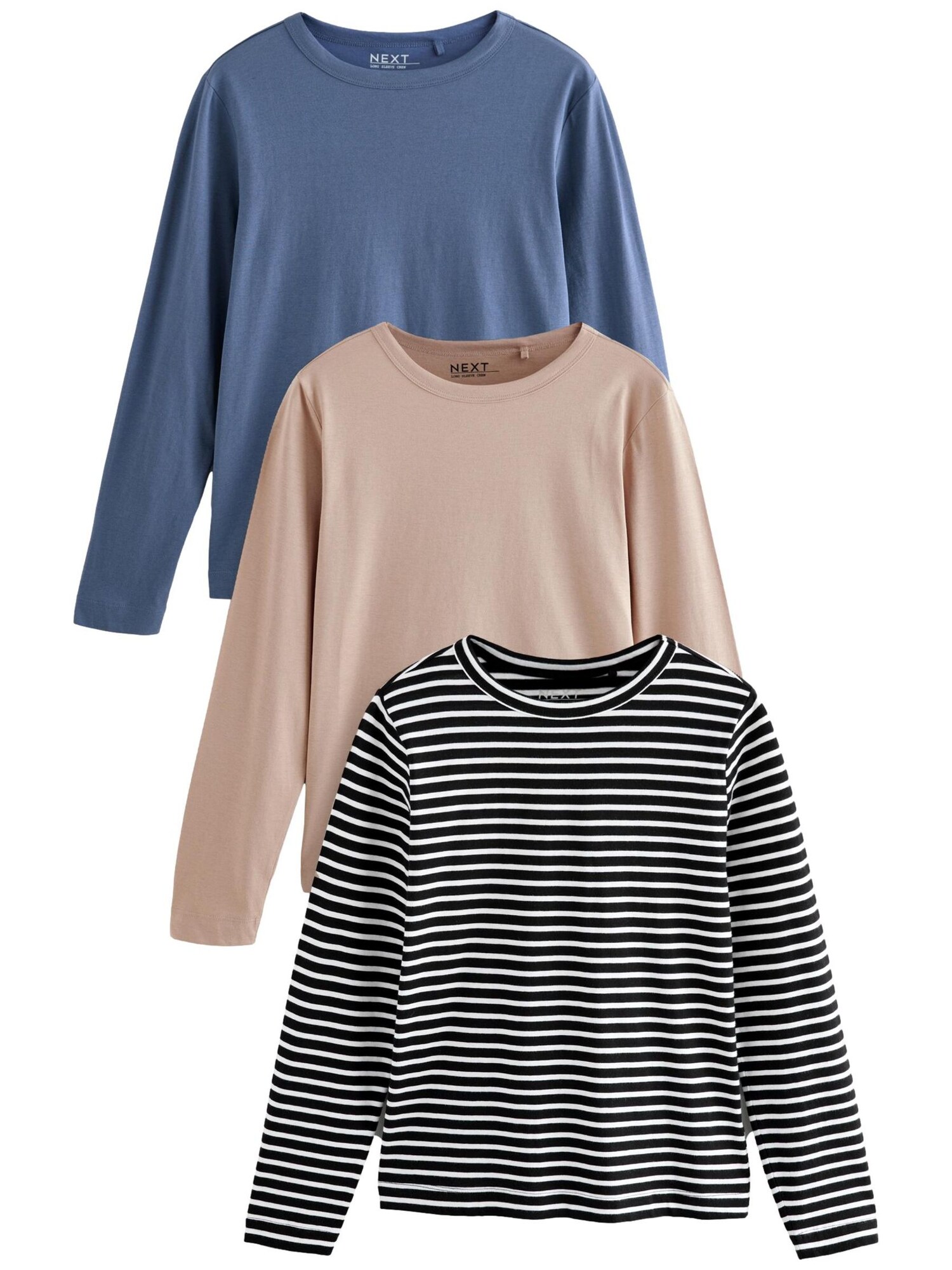 Next Tricou  bej închis / safir / negru / alb