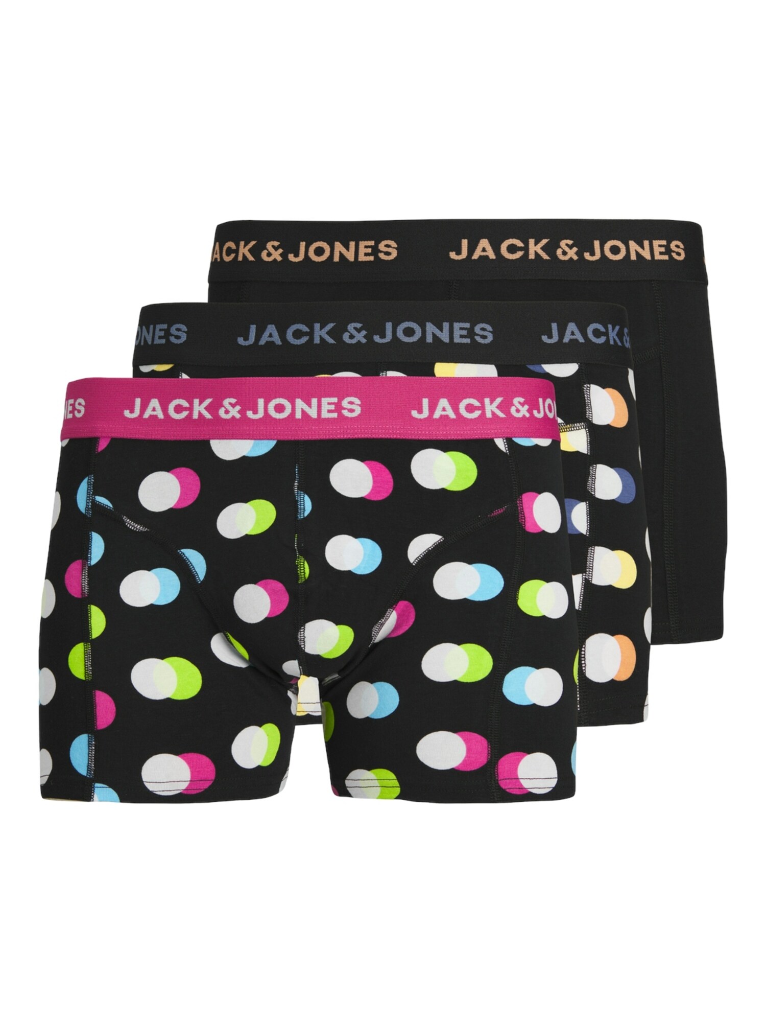 JACK & JONES Boxerky 'JACREESE'  modrá / marhuľová / ružová / čierna