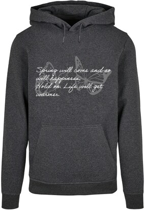 Merchcode Sweatshirt ‘Spring Saying’ Donkergrijs / Wit