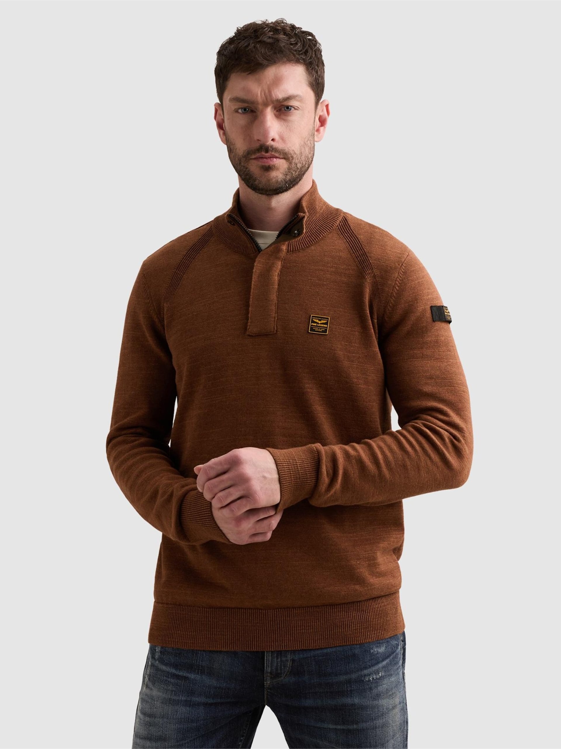 PME Legend Half Zip Tröja Rib Arabian Spice Orange Brun herr – bild 2