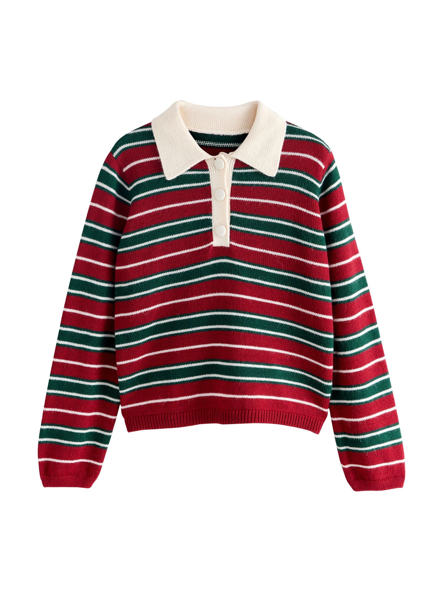 Next Pulover  verde pin / roșu burgundy / alb