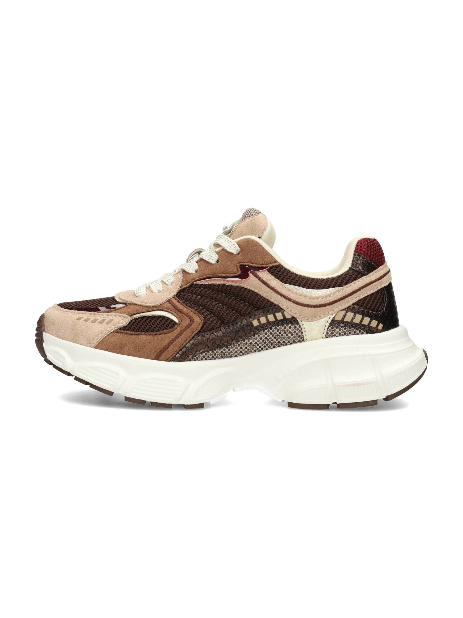 Posh By Poelman Sneakers Laag 'Lise' Bruin / Karamel / Cappuccino / Lichtbruin