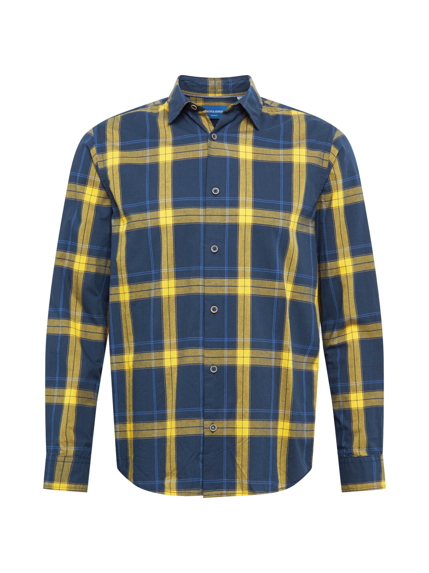 JACK & JONES Dalykiniai marškiniai 'JORAUDIO'  tamsiai mėlyna / garstyčių spalva